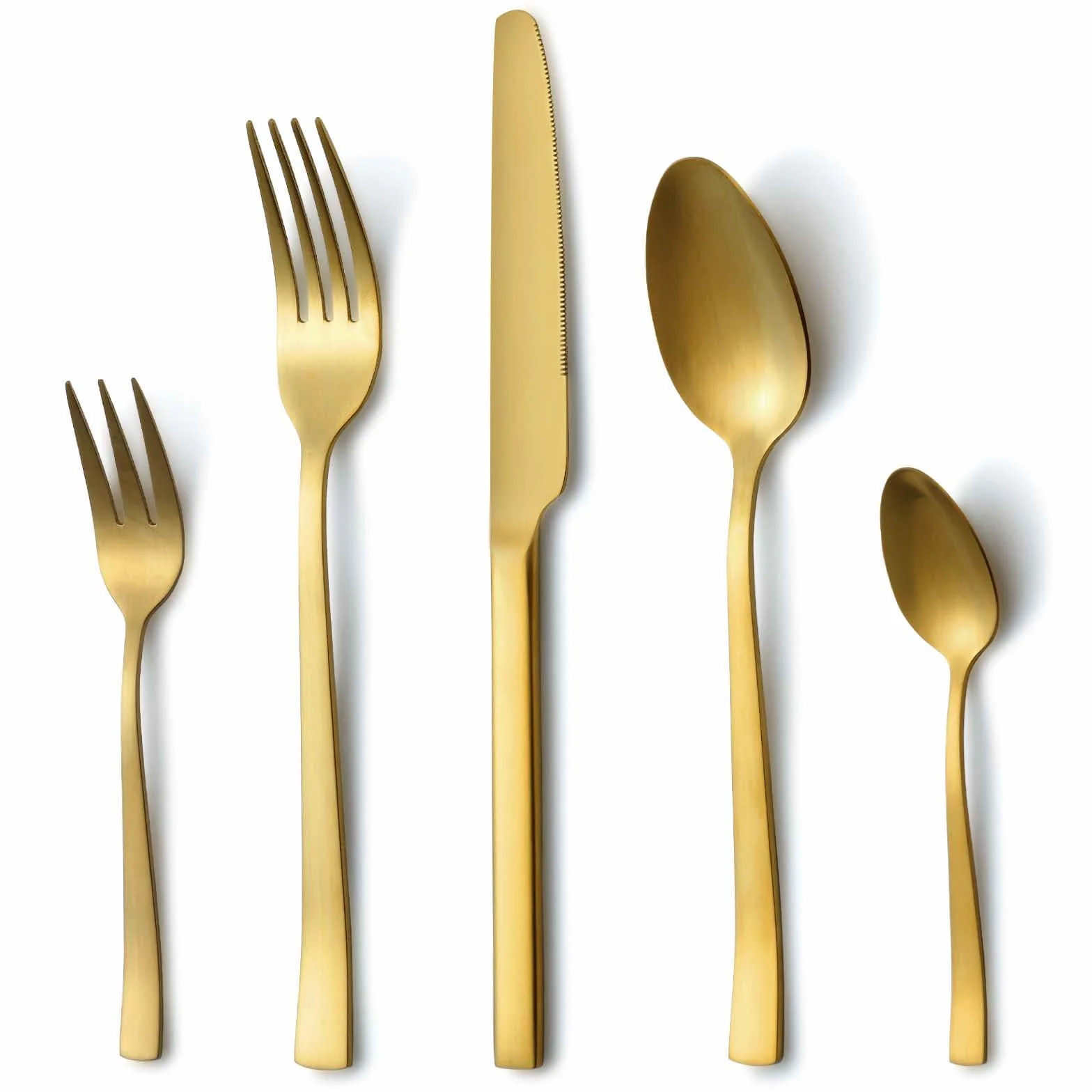 Hunnycook Juego de cubiertos de oro, Cubiertos acero inoxidable para 6 personas, 30 piezas, dorado mate, para el hogar, cocina, restaurante, pulido, apto para lavavajillas