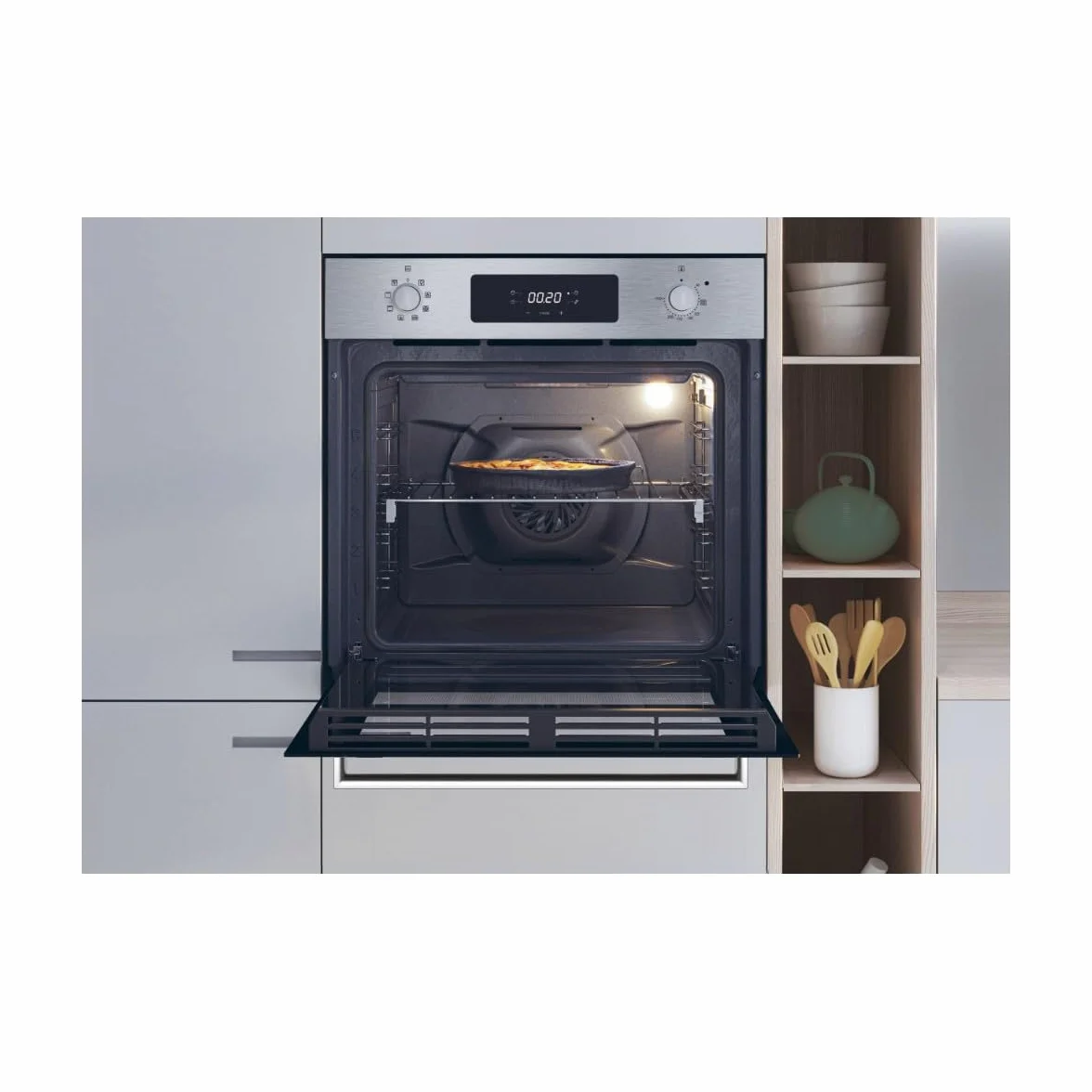 Candy New Moderna F CM955XRLCN Horno Multifunción, 70L, 1 Bandeja y 1 Rejilla, Función Vapor, Limpieza Pirolítica e Hidrolítica, Convección + Ventilador, 9 Funciones