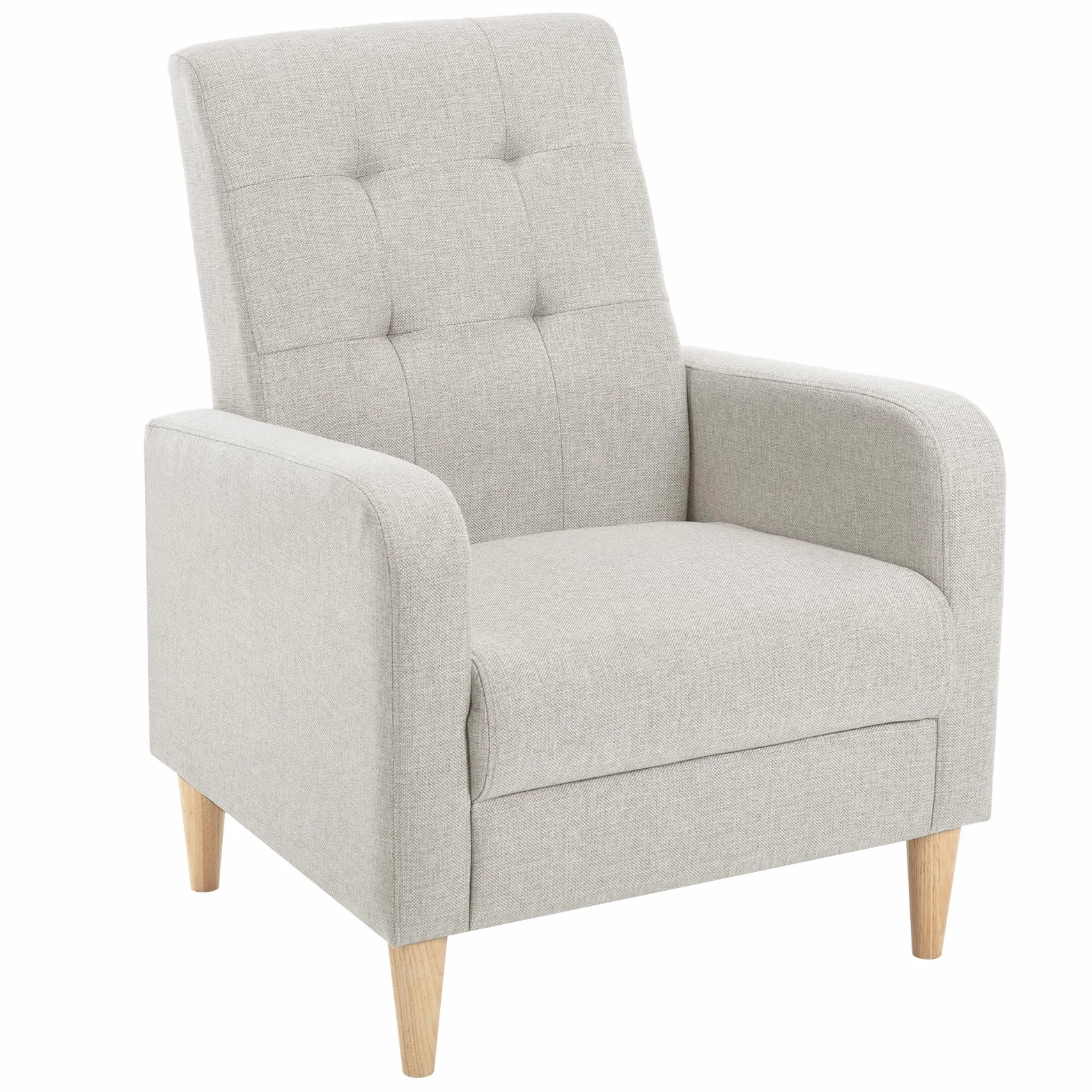 WOLTU Sillon de Relax, Butaca Orejera con Respaldo Alto, Sofá Individual con Reposabrazos, Sillón Lounge para Salón, Dormitorio y Balcón, Patas Madera Maciza, Lino, Gris Claro, SKS41hgr