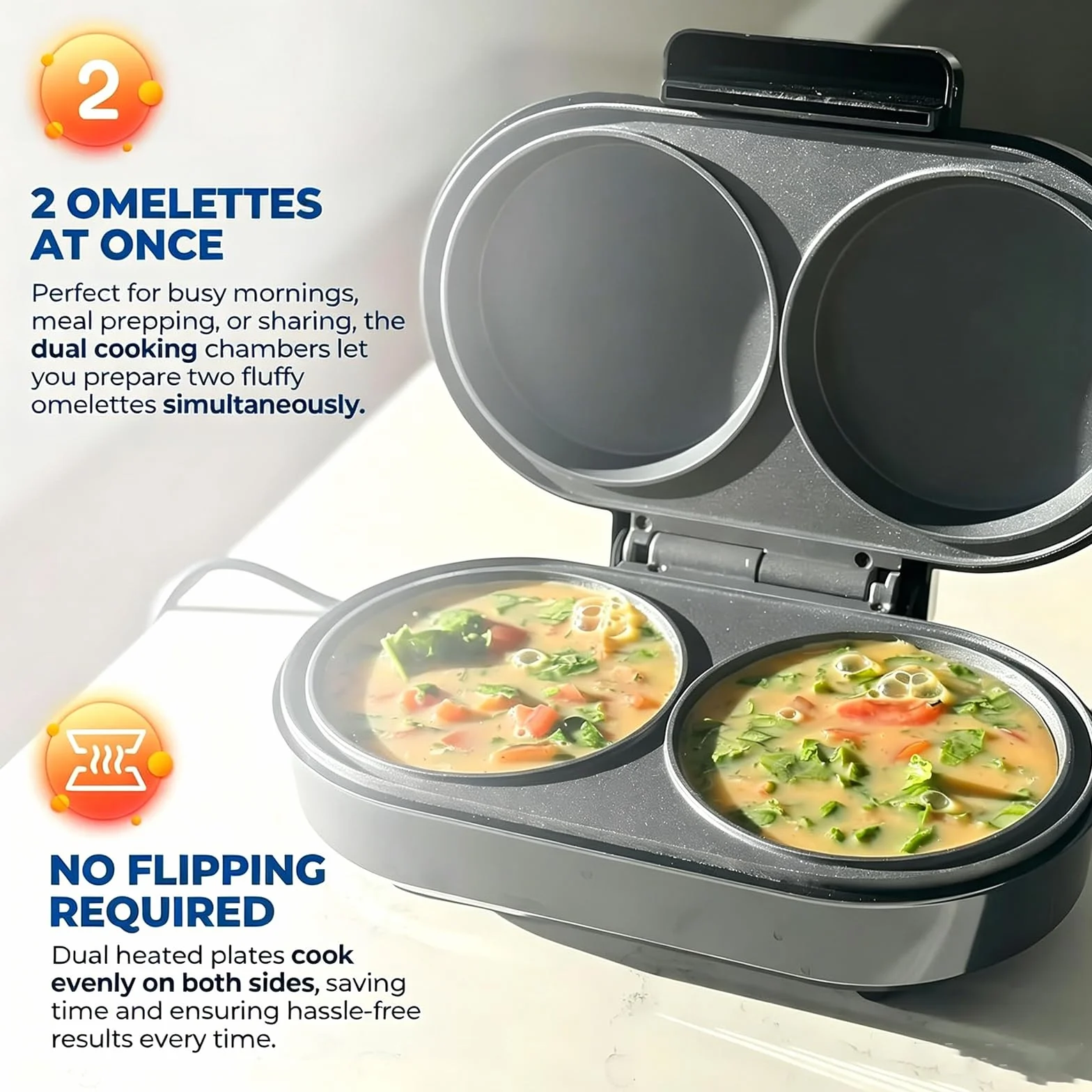 Máquina Para Tortillas De Desayuno, Máquina Antiadherente Para Doble Huevo Y Hamburguesas & Crepera Eléctrica, Gofrera Multifuncional Con Placas De Cocción Profundas Para Huevos Fritos, Hamburguesas