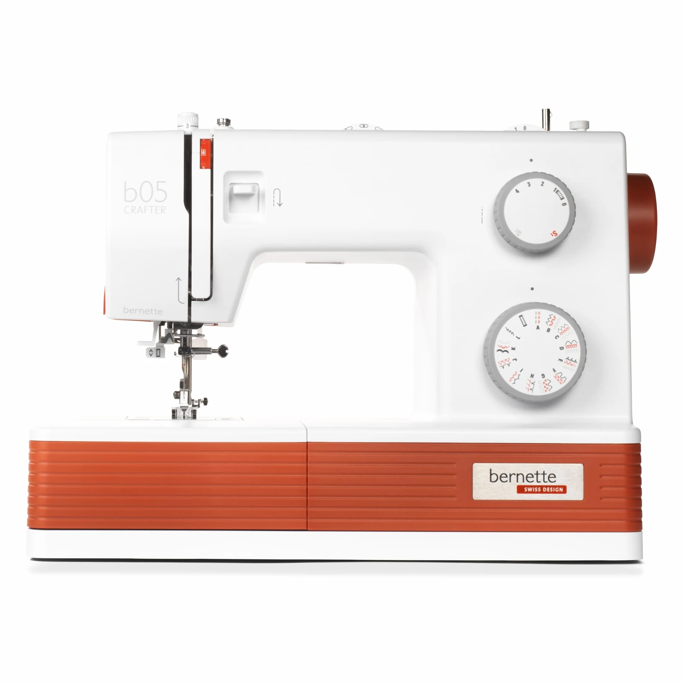 Bernette B05 Crafter Máquina de coser portátil | 30 puntos, 6 pies prensados, luz LED | Acolchado y bordado robustos | Punto ajustable | Aguja, enhebrador, uso principiante y