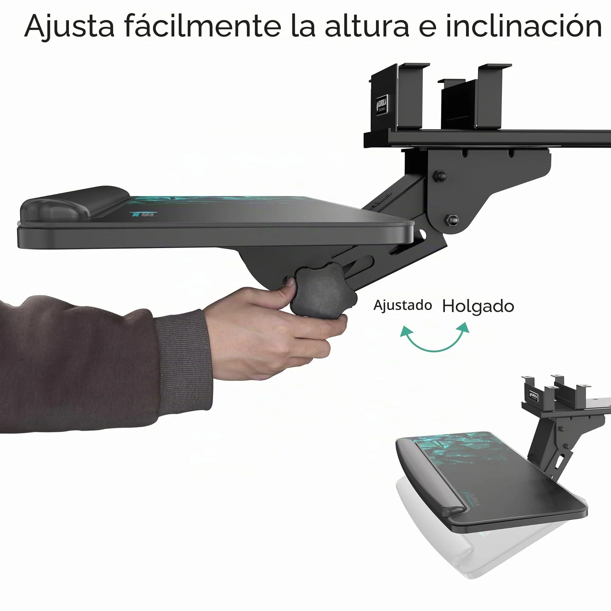 EUREKA ERGONOMIC Bandeja para Teclado Altura Ajustable y diseño de ángel Plataforma para Teclado Plataforma retráctil para Escritorio Estante Giratorio diseño ergonómico (Rojo)