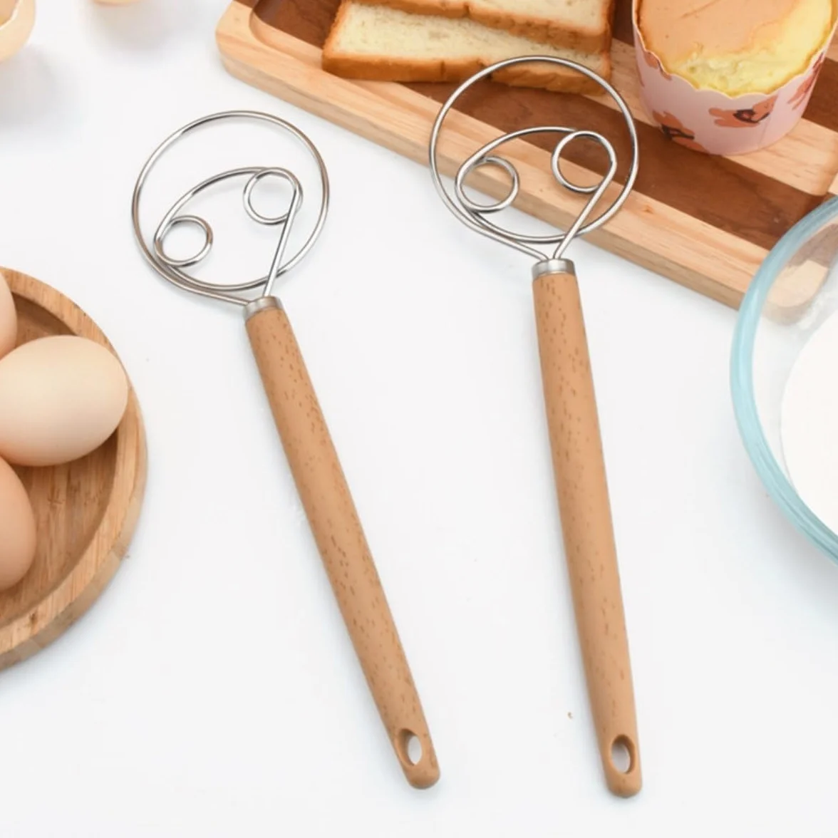 Batidor Varillas Cocina Mezclador De Masa Manual De Acero Inoxidable, Mezclador De Masa En Polvo, Herramienta For Hacer Masa Barillas Batir Batidor De Huevo