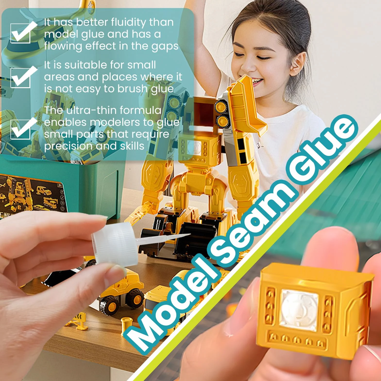 Pegamento Maquetas, Pegamento para Plastico, Pegamento Modelismo, Cemento Extrafino de Fijación Rápida, Varios Adhesivos Rellenos, Cola Transparente Manualidades para Maquetas, 40ml