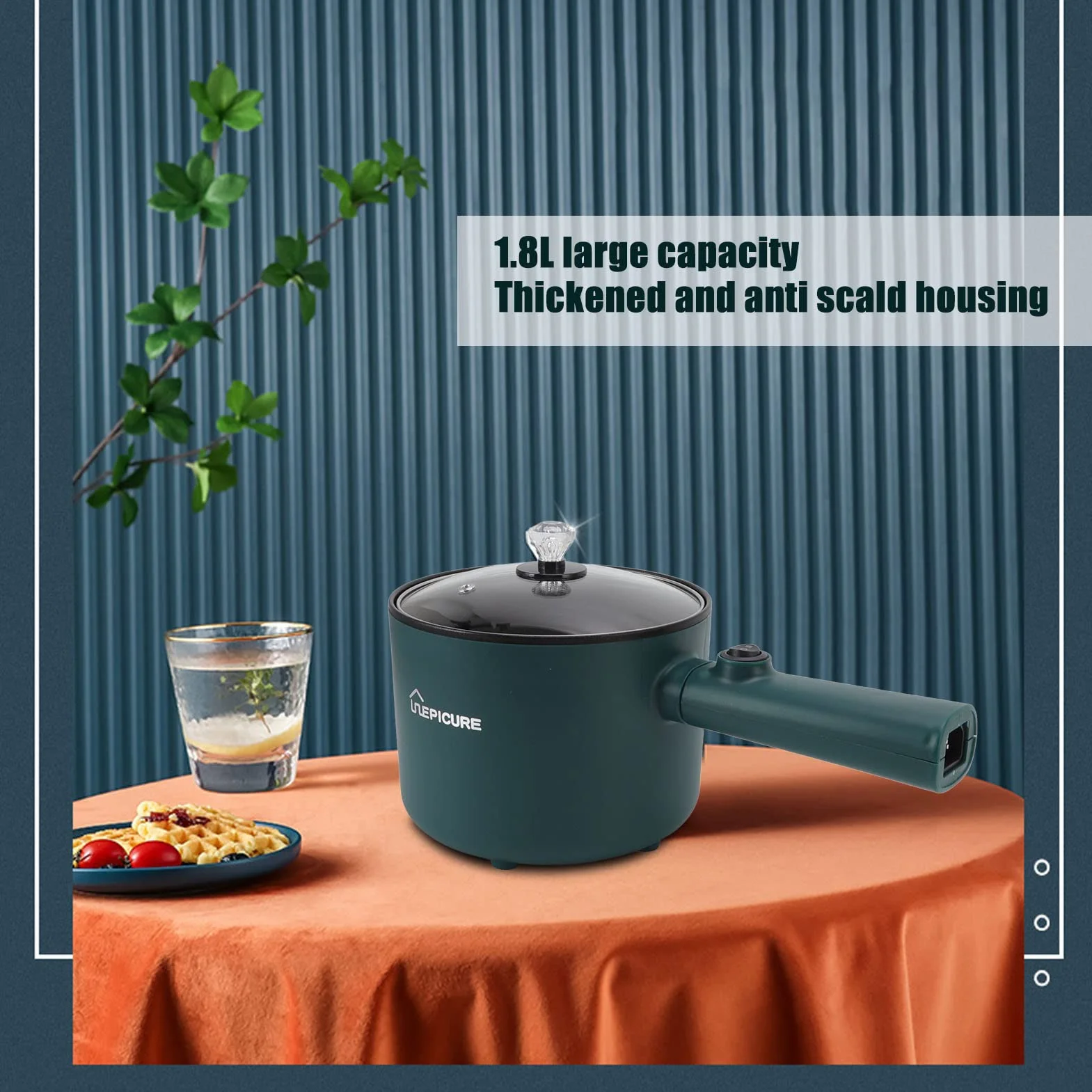 TOPINCN Olla de Cocina Eléctrica 1.8L Antiadherente Grado Alimenticio 2 Modos 6 Funciones