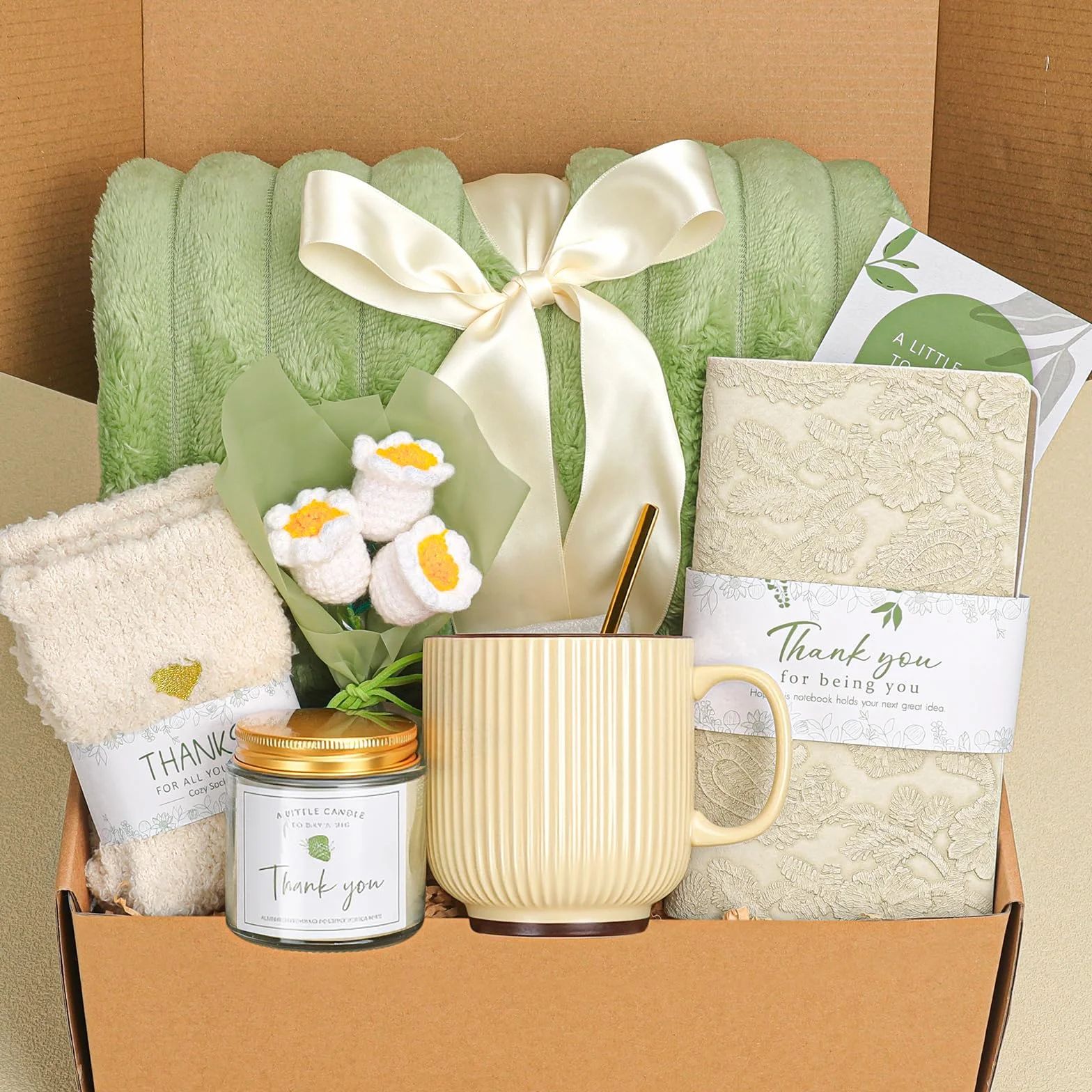 Regalos de agradecimiento para mujeres, regalos de agradecimiento para empleados, profesores, compañeros de trabajo, enfermera, jefe, cesta de regalo de agradecimiento con taza, manta