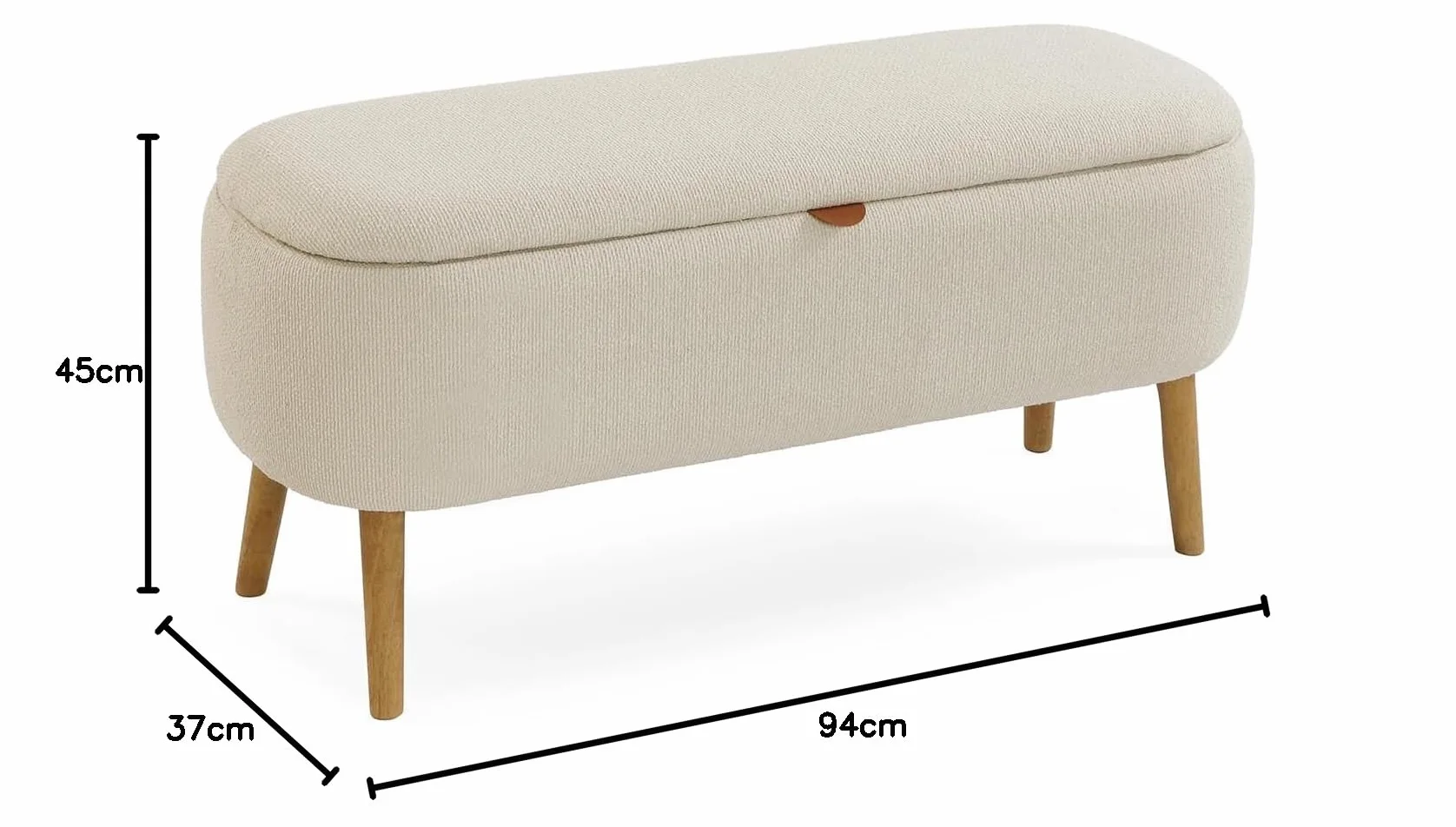 Versa Banco pie de Cama Maniko de Estilo Chic, Medidas (Al x L x An) 45 x 94 x 37 cm, Color Blanco