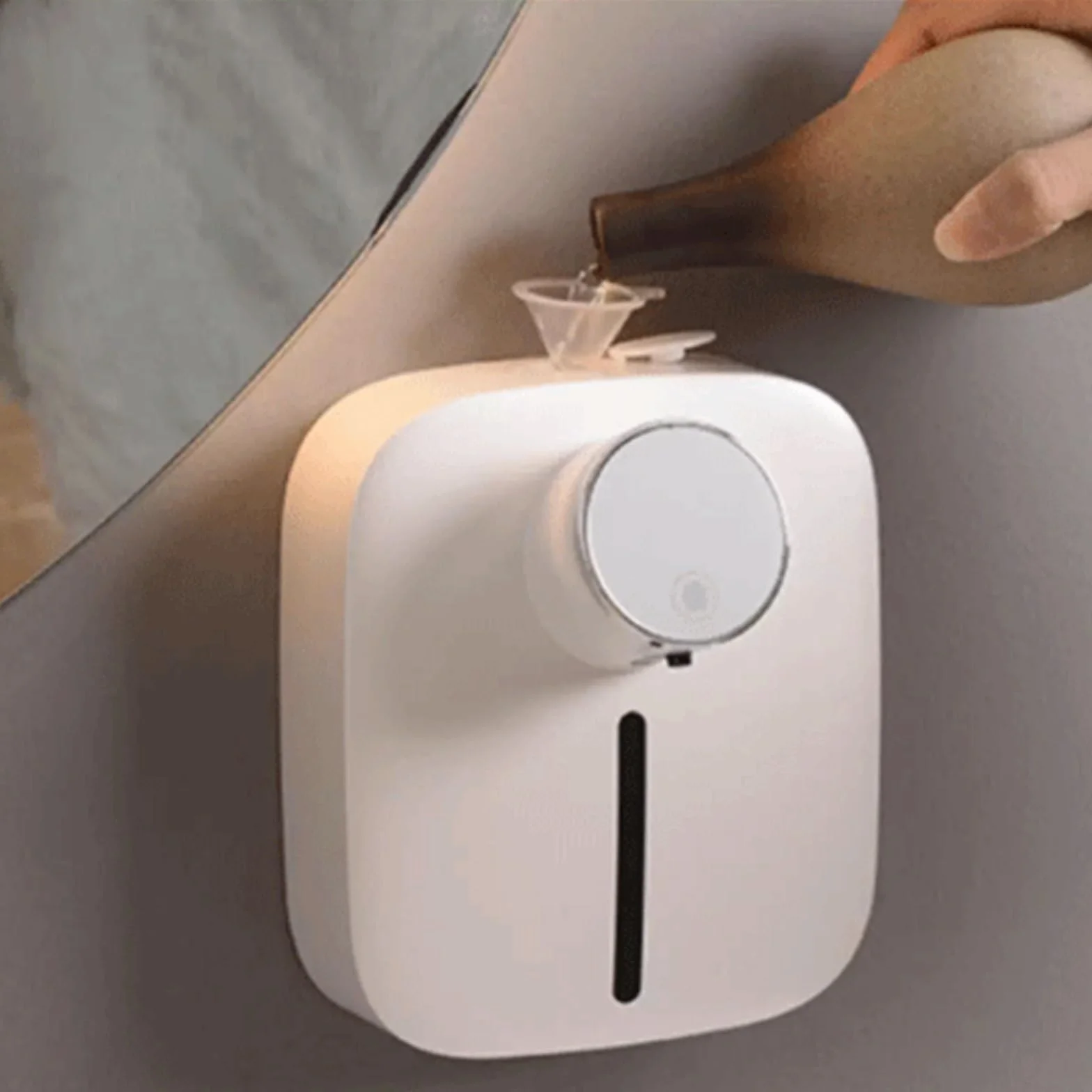 Dispensador de Jabón Dispensador De Jabón En Espuma Pared con Incorporado, Ideal for Cocinas Y Baños Dosificador de líquido | Blanco