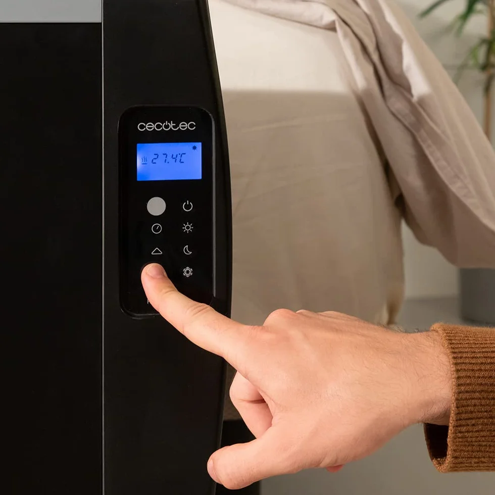 Cecotec Radiador Eléctrico Bajo Consumo ReadyWarm 2000 Thermal Black. 10 Elementos, 1500 W, De Pared o de Pie, Temporizador, Mando a Distancia, Pantalla LCD, 20 m2