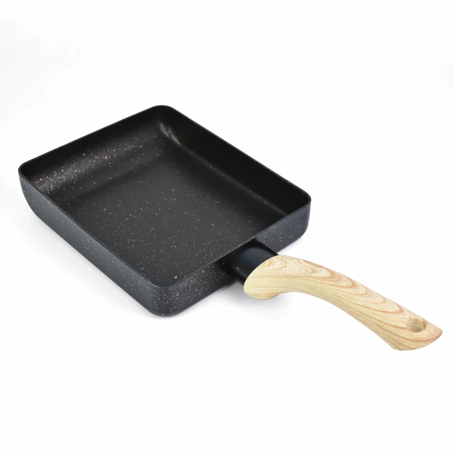 Artcome,Sartén para tortilla japonesa (antiadherente), diseño de tamagoyaki, cacerola de huevo, rectangular, con espátula y cepillo de silicona, 7x15 cm, color negro