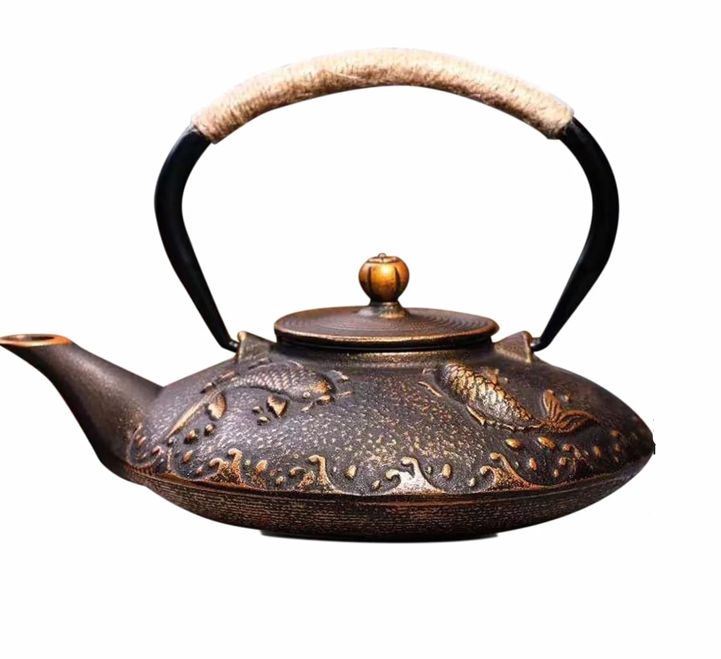 Tetera de Hierro Fundido, Tetera de Cerámica China, Tetera de Hierro Fundido de 800 ml, Tetera de Hierro Fundido con Filtro de Acero Inoxidable, Tetera, con Mango Antiescaldaduras