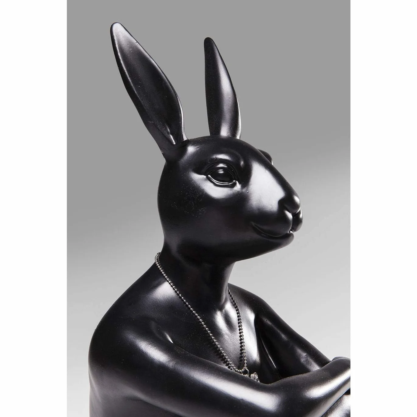 Kare Design figurita decorativa Conejo Gillie negro, objeto decorativo, motivo conejo, accesorio, salón, decoración para estanterías o aparadores, escultura decorativa, 39 x 26 x 15 cm (h/w/d)