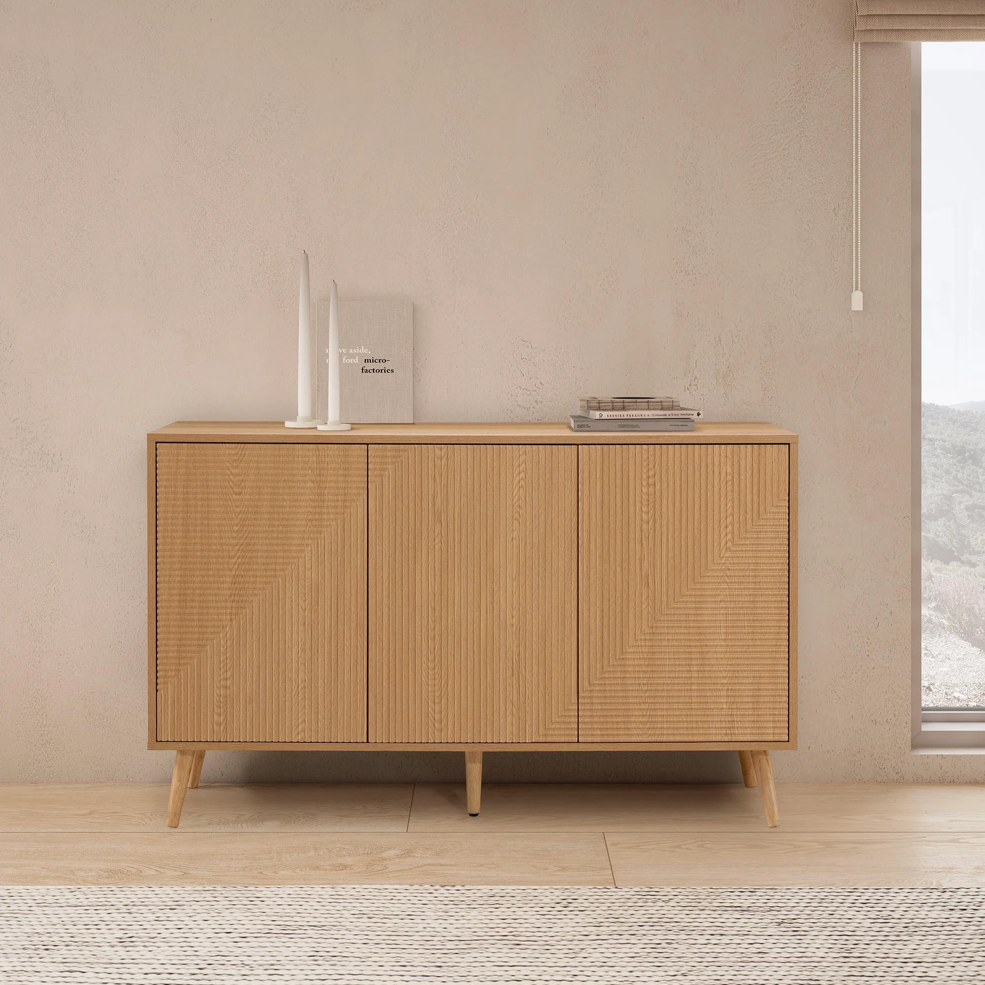 HOMN LIVING Aparador Telmo 3 Puertas Roble 120 cm
