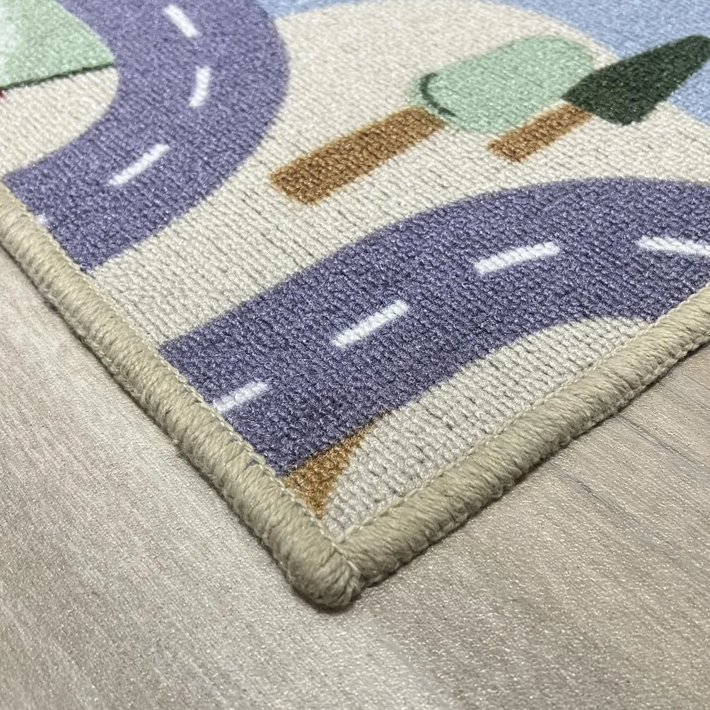 Alfombra Infantil Poble – diseño de Pueblo en Nylon Resistente– Ideal para Jugar con Coches– Segura, Lavable y Llena de Aventuras (200 x 200 cm)