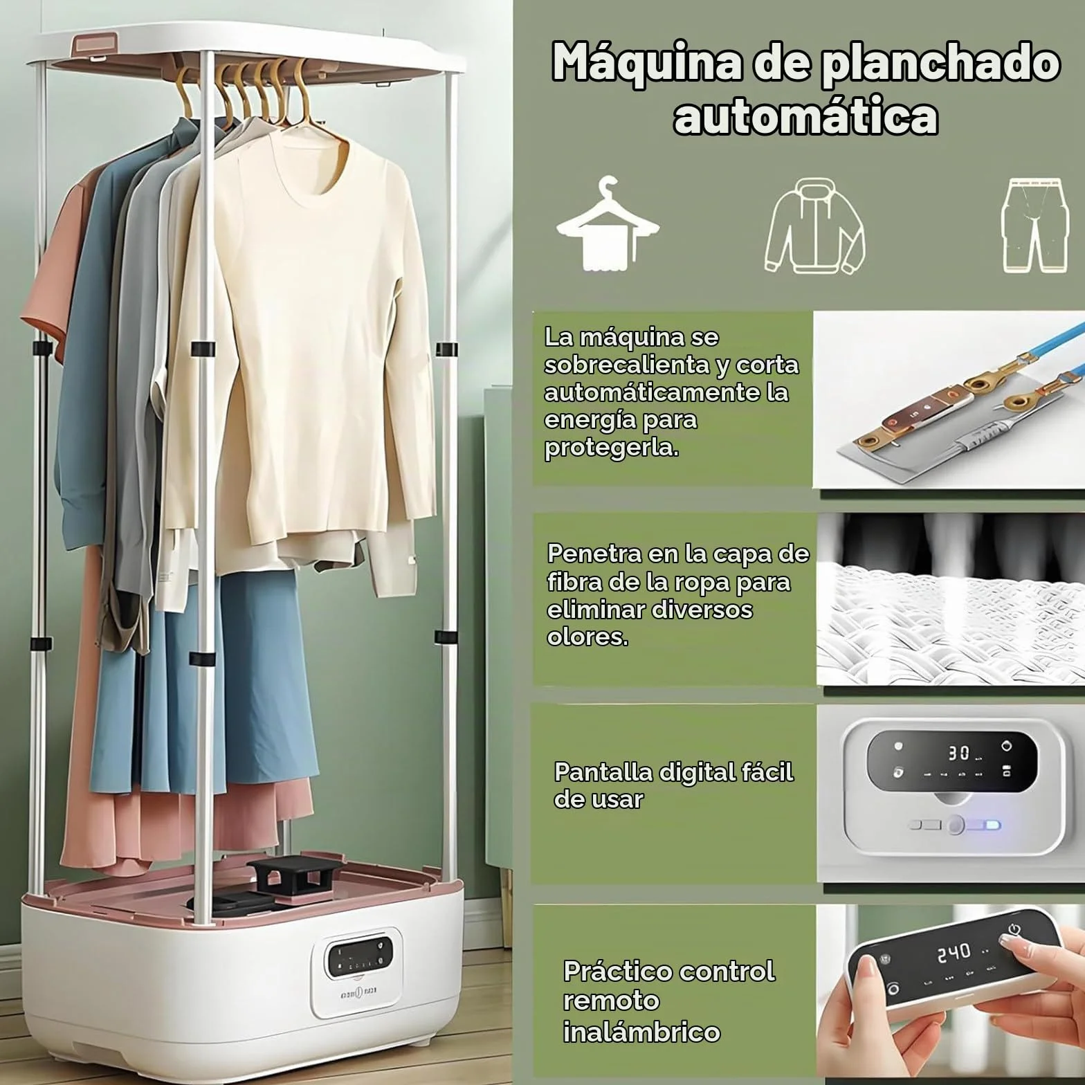 Plancha de Vapor Vertical Inalámbrica Automática de 900 W, Vaporizador Plegable y Secadora de Ropa, Máquina para Planchar Ropa y Quitar Arrugas, para Ropa y Telas