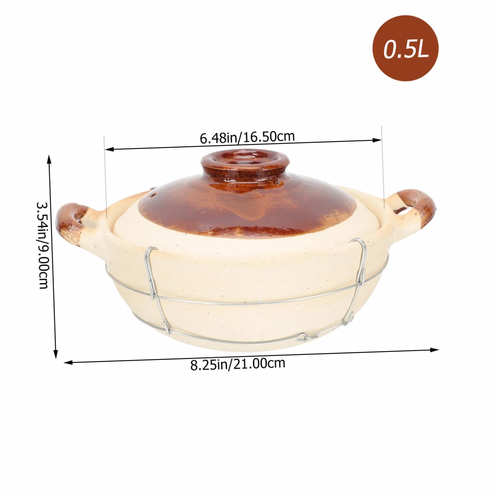 Sosoport Olla Doméstica de Barro Asa Única, Capacidad 0.5l, Transferencia Uniforme de Calor y Superficie Antiadherente para Guisar Comida en Cocina Casera