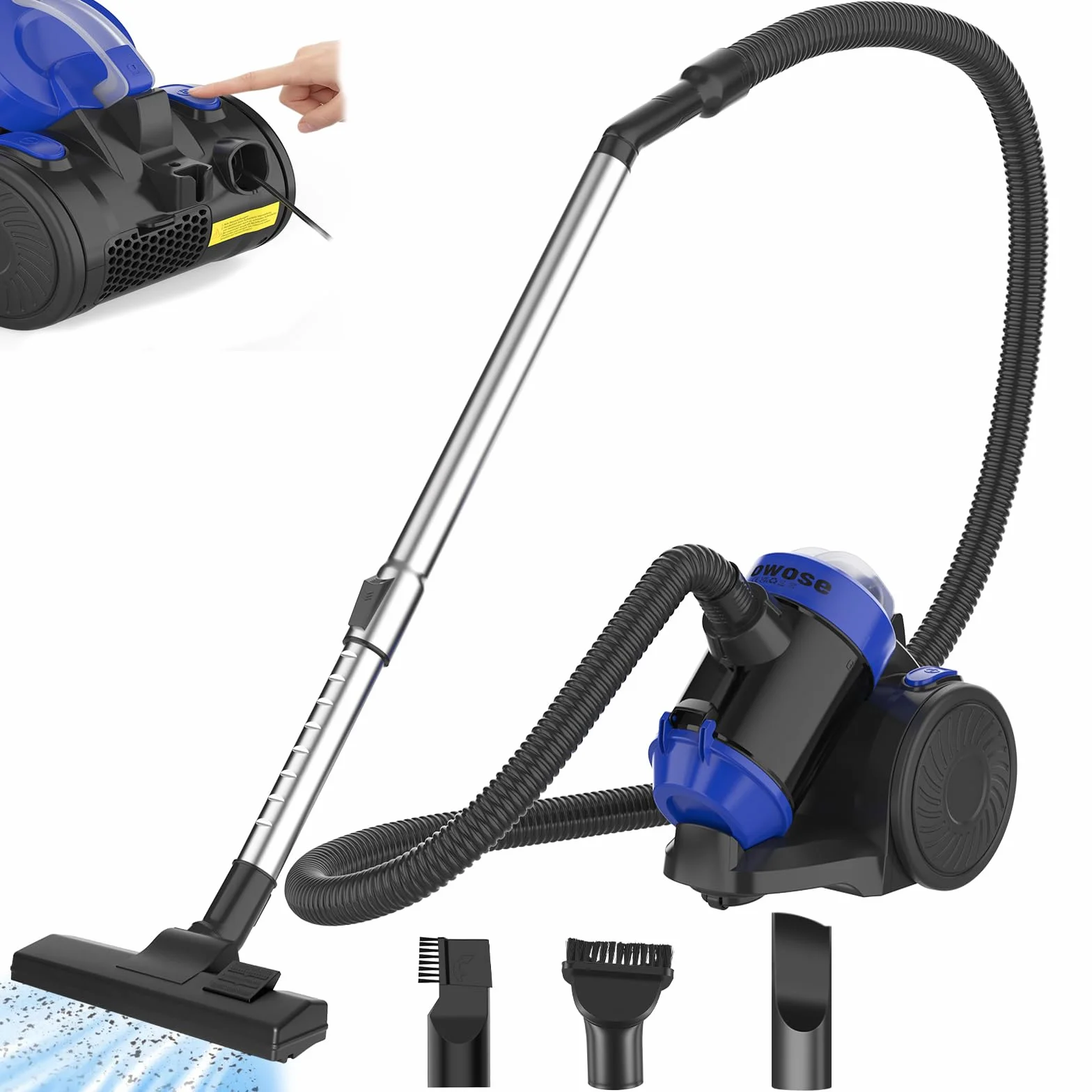 Aspiradora ciclónica sin bolsa, cilindro de 1200 W, capacidad de depósito de polvo de 1,5 L, potente y silenciosa, con filtro HEPA y accesorios para suelos duros y alfombras, radio de trabajo de 10 m