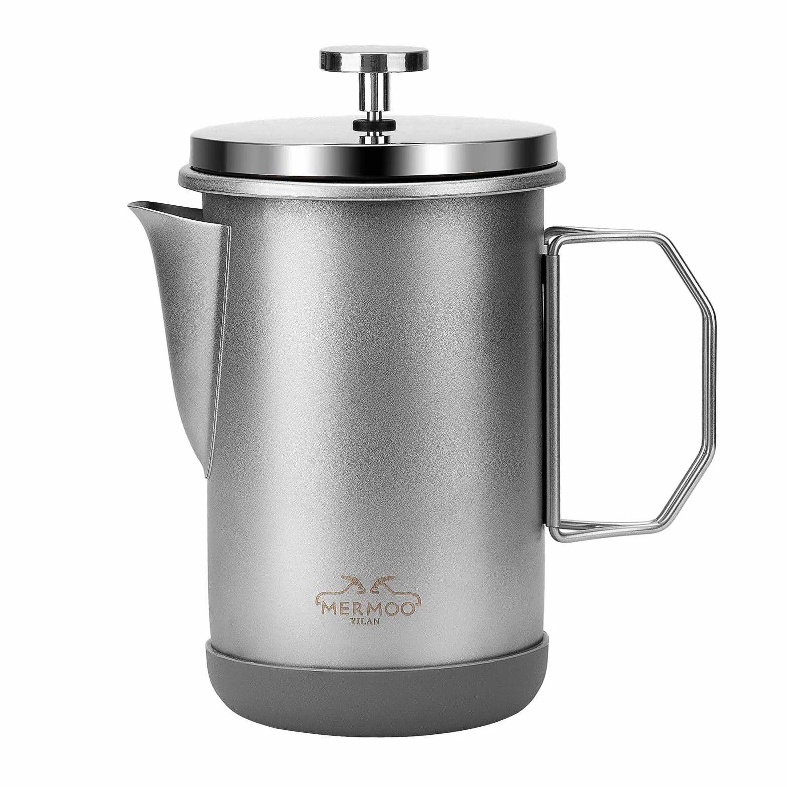 MERMOO YILAN French Press - Cafetera manual de 1000 ml para 4-6 tazas, mango plegable, prensa de café aislada portátil para camping, viajes, uso doméstico (plata)