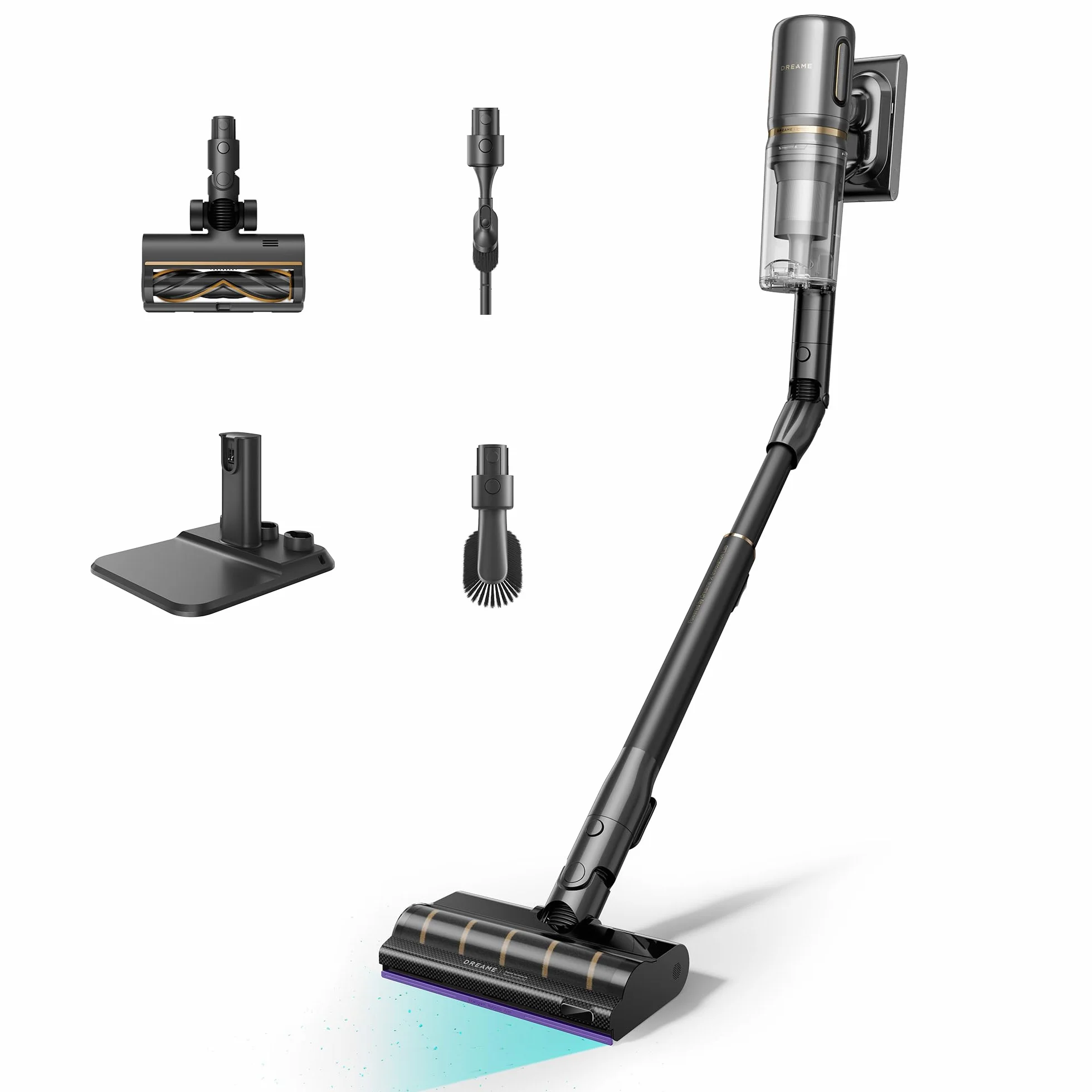 DREAME V20 Pro-A Aspirador Sin Cable, Limpieza de Bordes a 0 mm, Sin Enredos, Limpieza de Suelos Duros y Alfombras, 24000 PA/Succión de 210 AW, 90 min de Autonomía Máx., Limpieza de Pelo de Mascotas