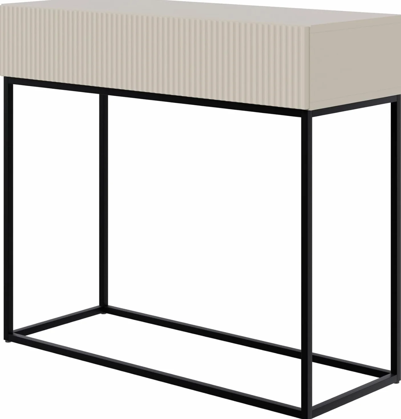 Selsey Consola Recibidor Mesa De Consola con Cajón De Lamas Patas Negras 90 x 79 cm Beige Gris Veldio