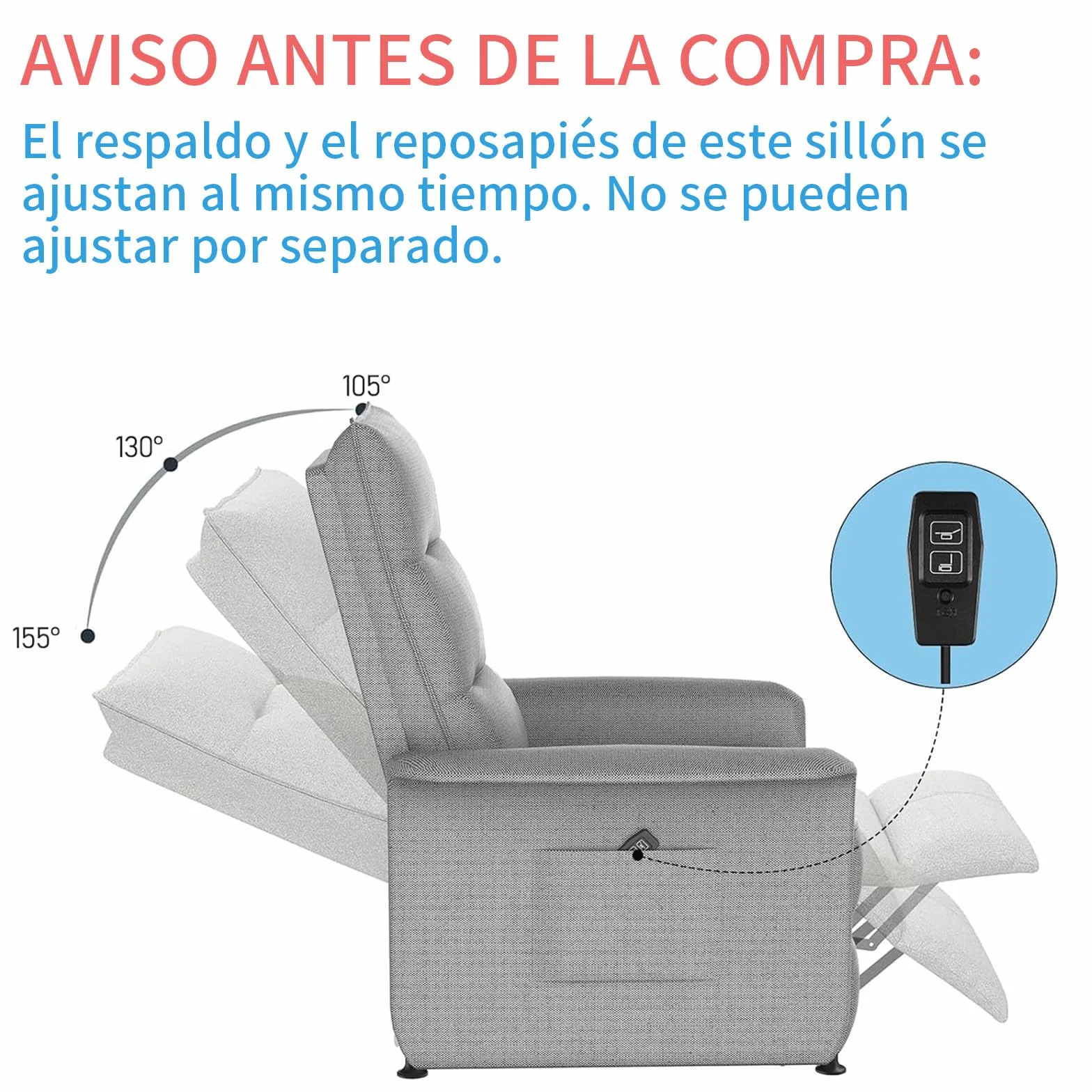 Sillón Relax Eléctrico con Respaldo Inclinable, Capacidad 150 kg - Elegancia y Confort para el Hogar y la Oficina