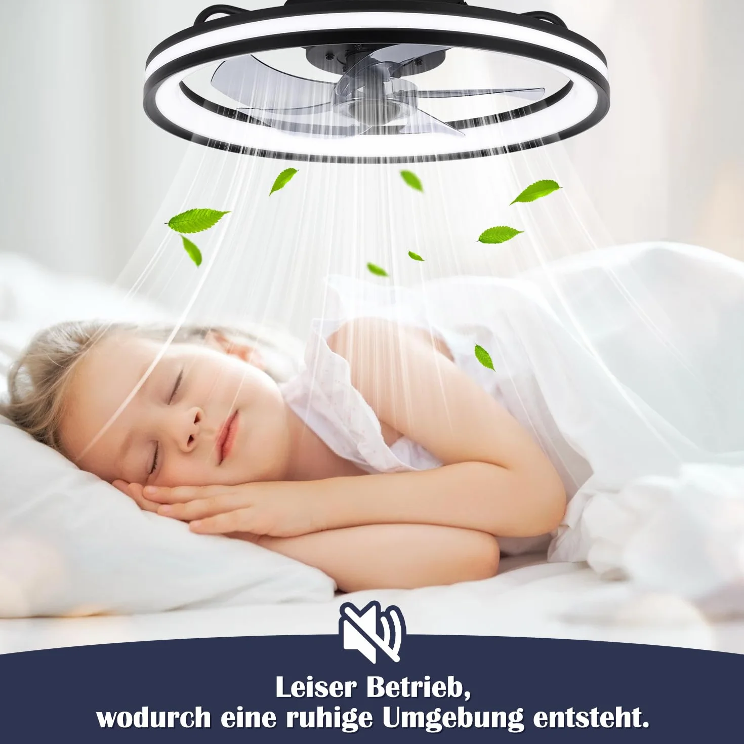 2 ventiladores de techo con iluminación y mando a distancia, diámetro de 48 cm, lámpara de techo con ventilador regulable, 3 temperaturas de color y 6 niveles, función verano/invierno, con