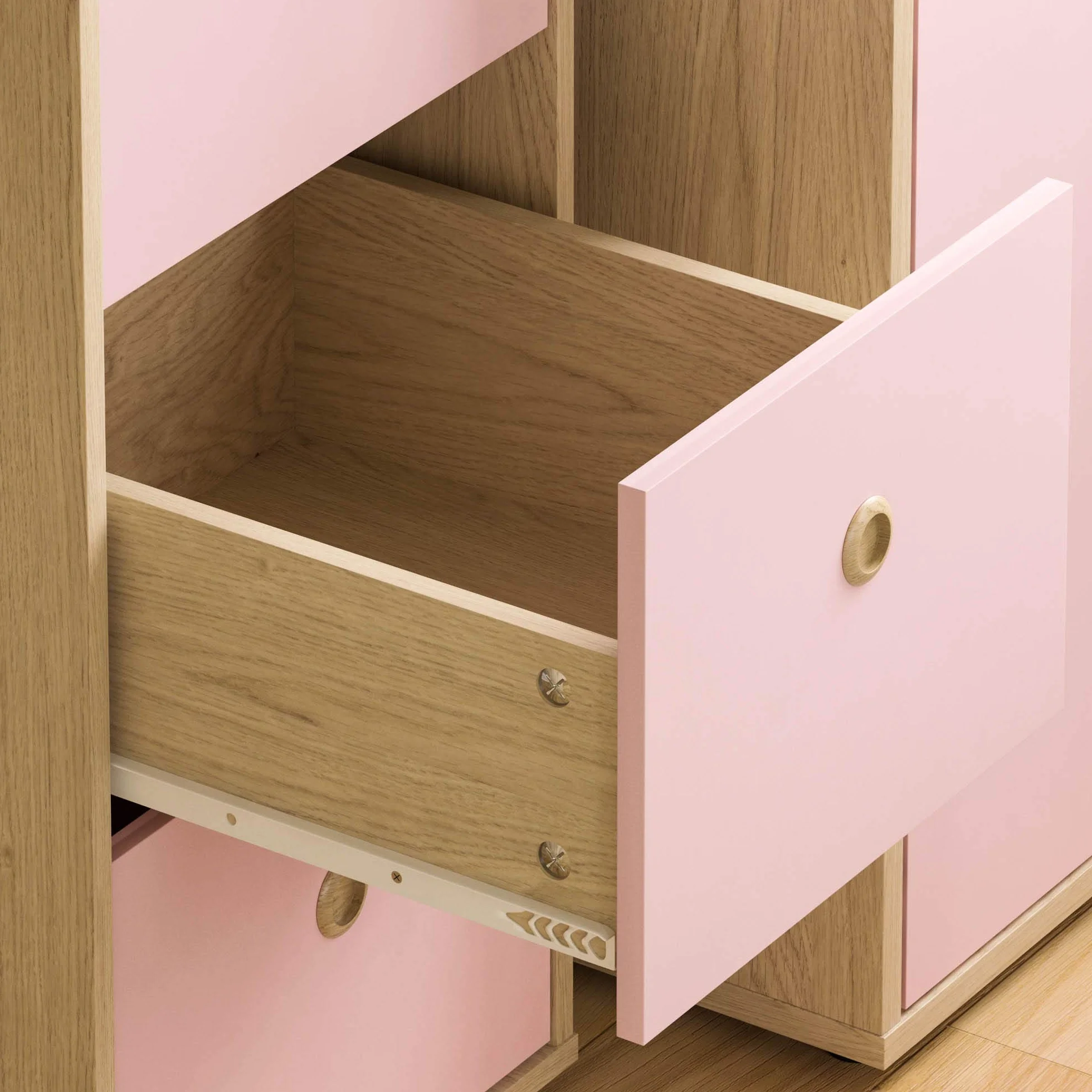 Junior Vida Neptune Escritorio 3 Cajones Ordenador Portátil Estación Trabajo Estudio Casa Muebles Niños Rosa Roble