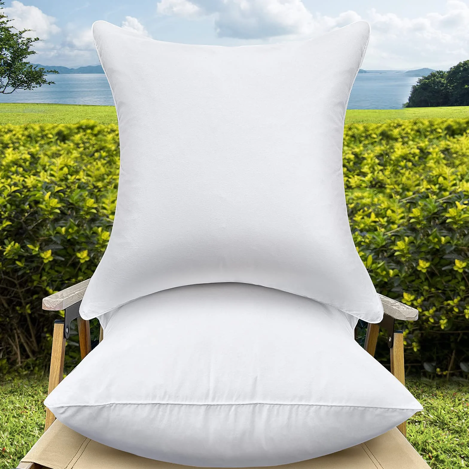 Juego de 2 rellenos de almohada para exteriores, impermeables, decorativos, de alta calidad, para sofá, interiores (65 x 65 cm, juego de 2)