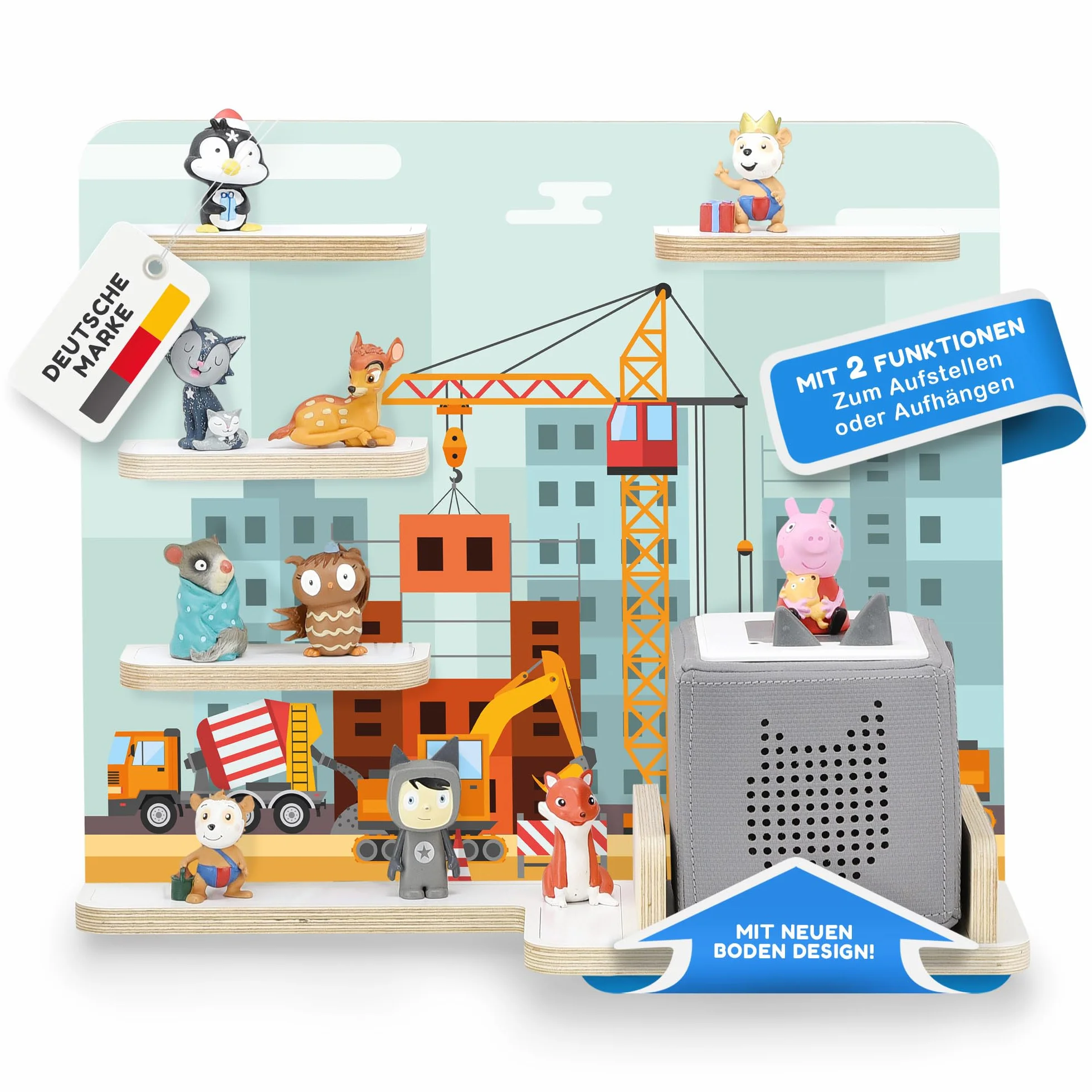stadtecken Estantería infantil para caja de música, diseño de obra pequeño, adecuado para la caja Toniebox y aprox. 32 tonos, regalo I idea de regalo I jugar, coleccionar, colocar o colgar