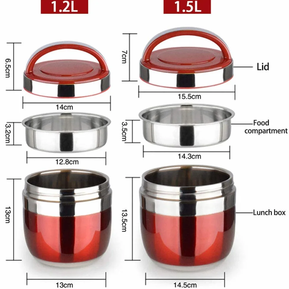 PLMKO Recipiente térmico para alimentos, recipiente térmico de acero inoxidable, fiambrera con asa, 2 capas, calidad alimentaria, fiambrera de gran capacidad (lila 1 2 L)