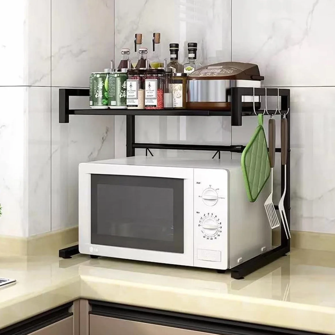 Vinteky Estante de Horno para Microondas, Estantería de Cocina, Ideal para Colgar Multifuncional Organizador Estantería Cocina, Negro