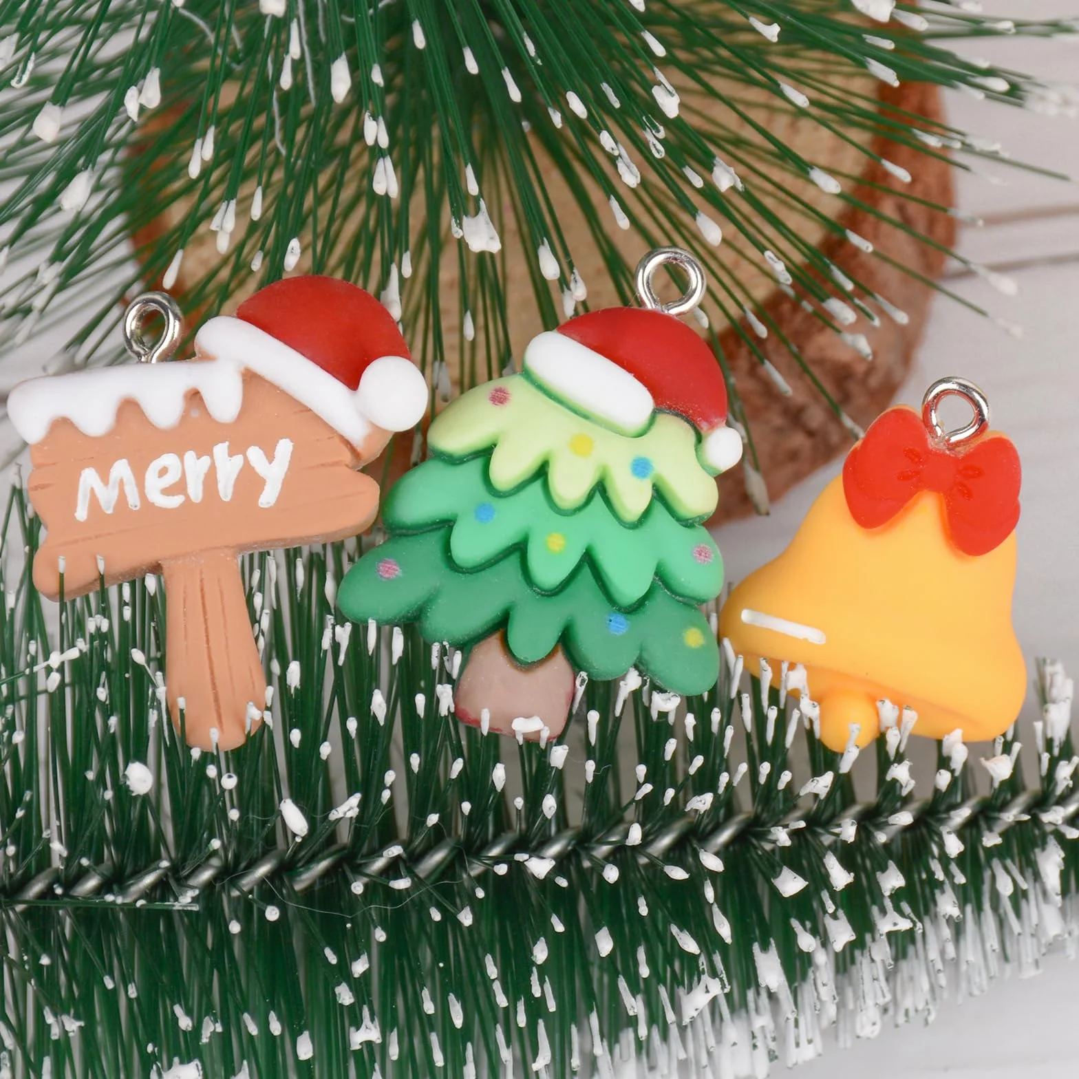 Mini Figuras Navideñas Resina 32pcs Colgantes Árbol Navidad Adornos Manualidades Bricolaje