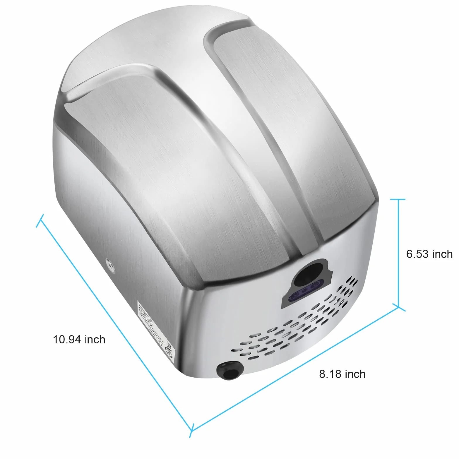 QL Secador de Manos Eléctrico Automático,Acero Inoxidable1150W,Secador de Manos Profesional con Filtro HEPA para Baño,Comercial,Plata
