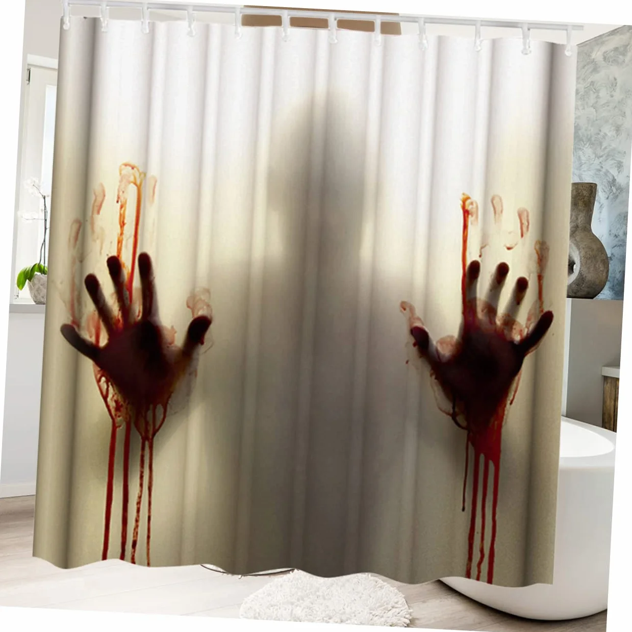 Cabilock Cortina De Ducha con Impresión De Sangre De Halloween 180 Ancho X180 Alto Cm Decoraciones Sangrientas De Halloween Cortina De Baño con Gancho Cortinas De Ducha Impermeable Conectar