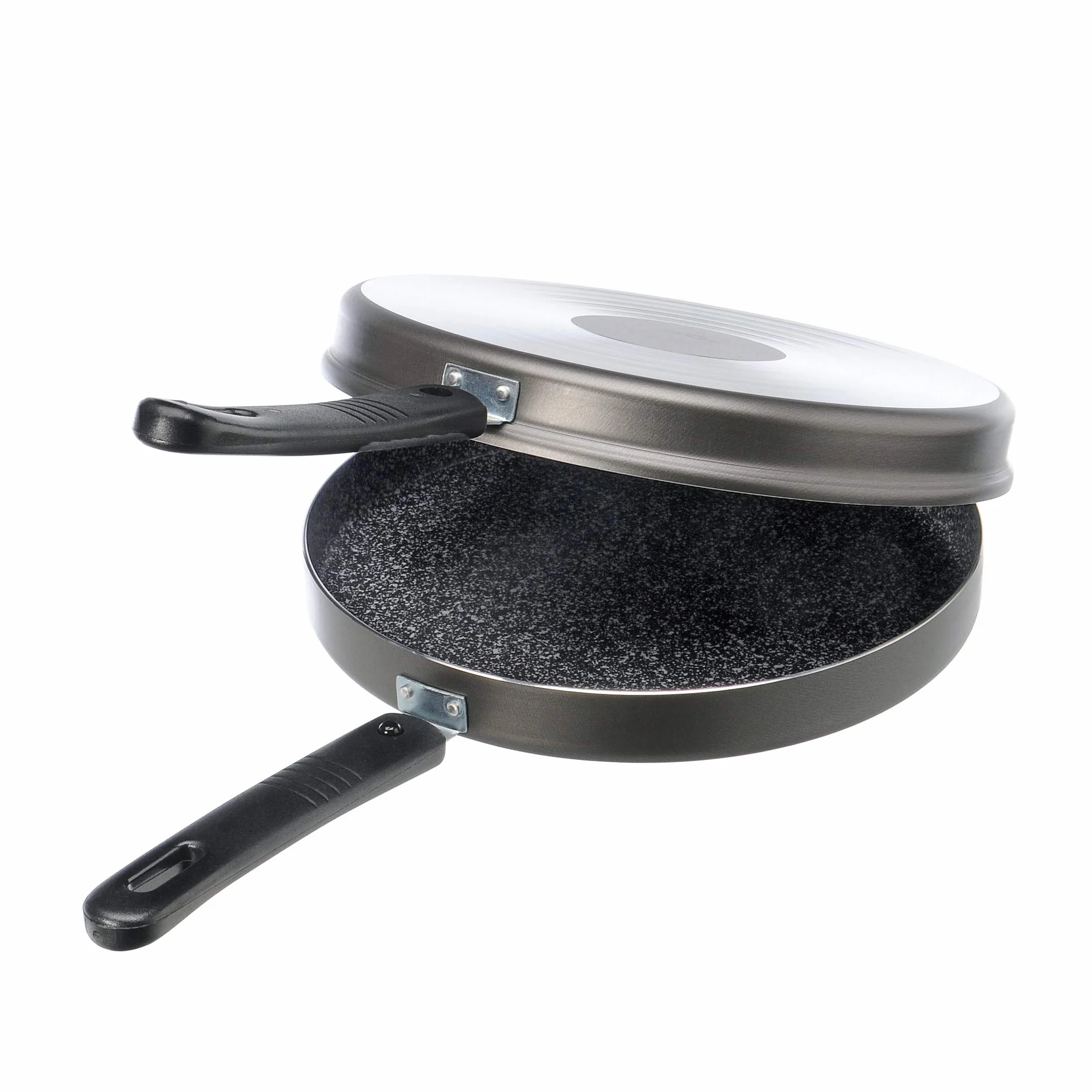 Alluflon Tradizione Italia Sartén Doble para Tortillas Antiadherente con Efecto Piedra y con Revestimiento Antirayaduras, Apta para la Mayoría de las Cocinas, Apta para el Lavavajillas, Diámetro 26 cm
