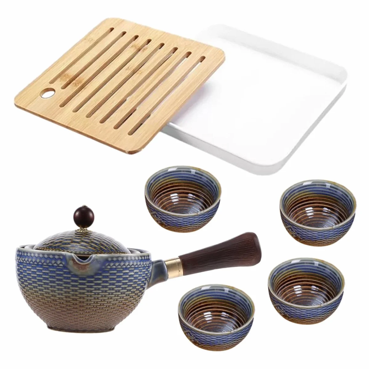 ULTECHNOVO Juego de Té y Tetera Automática Portátil Diseño Elegante de Cerámica Kit Práctico para Viaje, Adecuado para Hogar y Oficina para Aficionados al Té