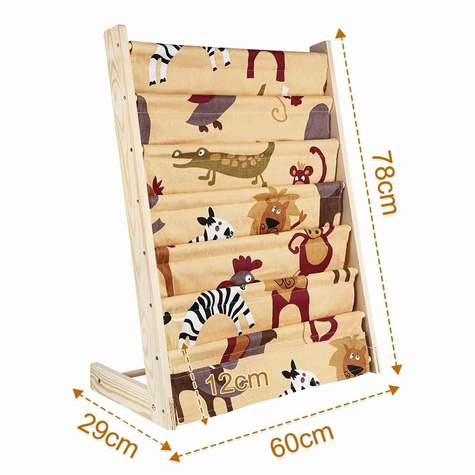 Librería para niños, estante de 7 niveles para libros, suministros escolares para habitación infantil, guardería, guardería, 80 x 60 x 30 cm (color)