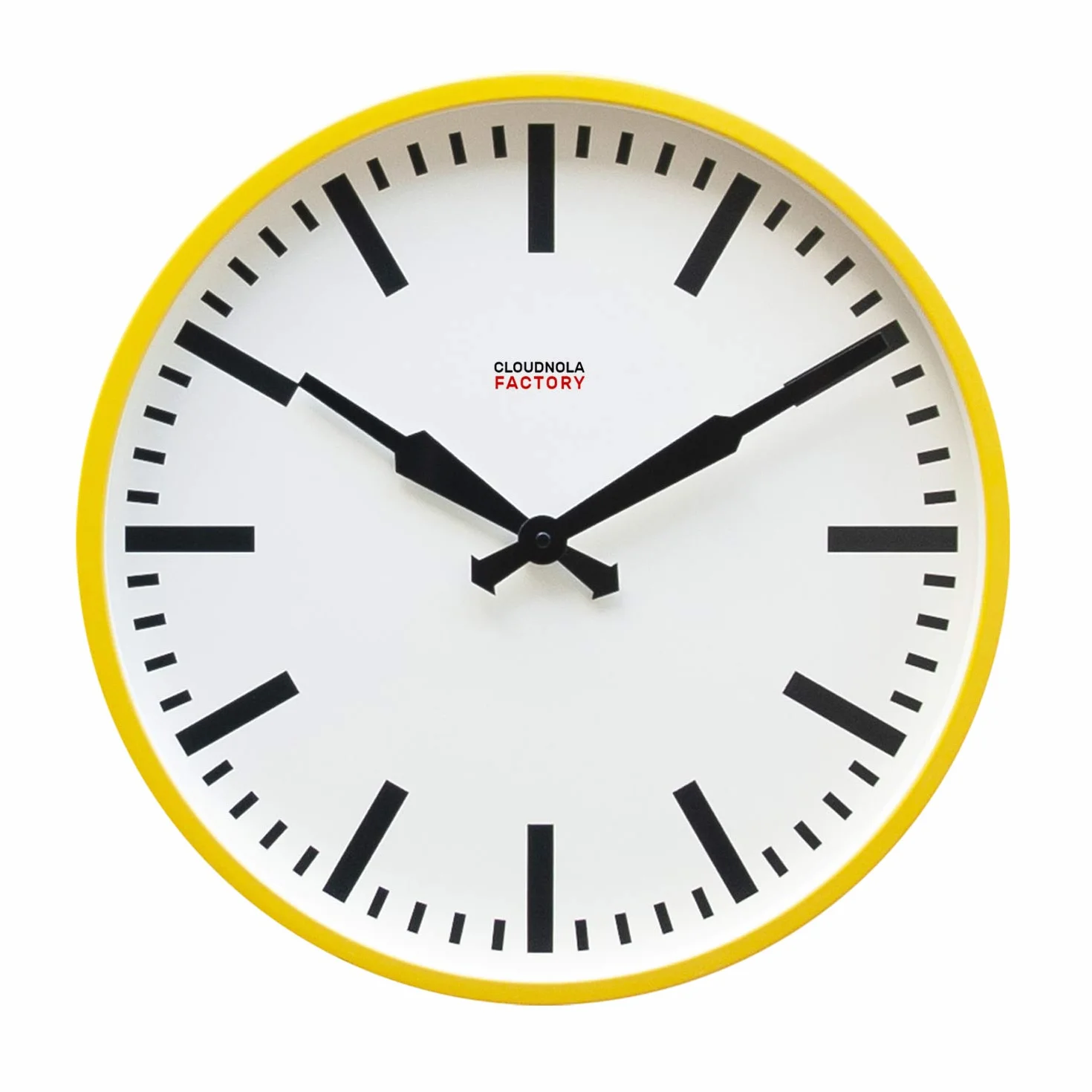 Cloudnola - Reloj de Metal, Estilo Industrial, Reloj de Pared con diseño contemporáneo, Movimiento de Cuarzo silencioso, Amarillo y Negro sin números