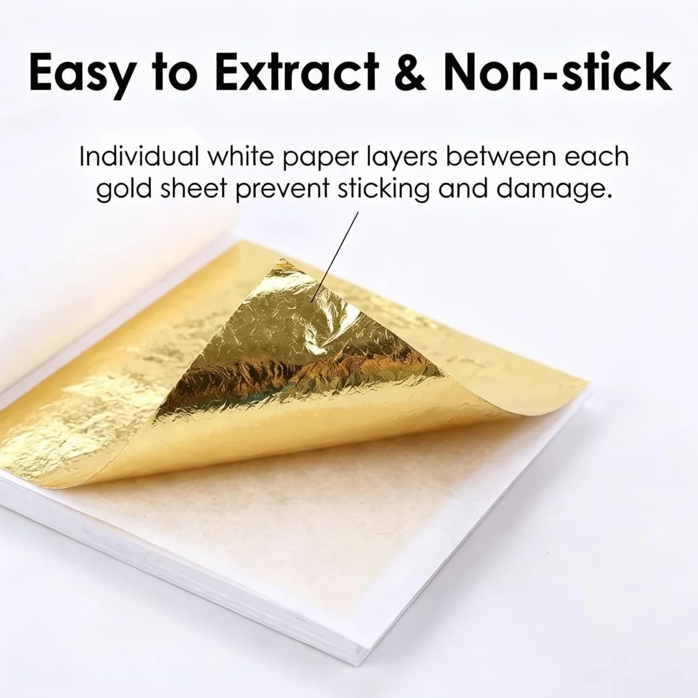 Imitación de oro 300 hojas papel dorado para manualidades proyectos arte decoración muebles dorado