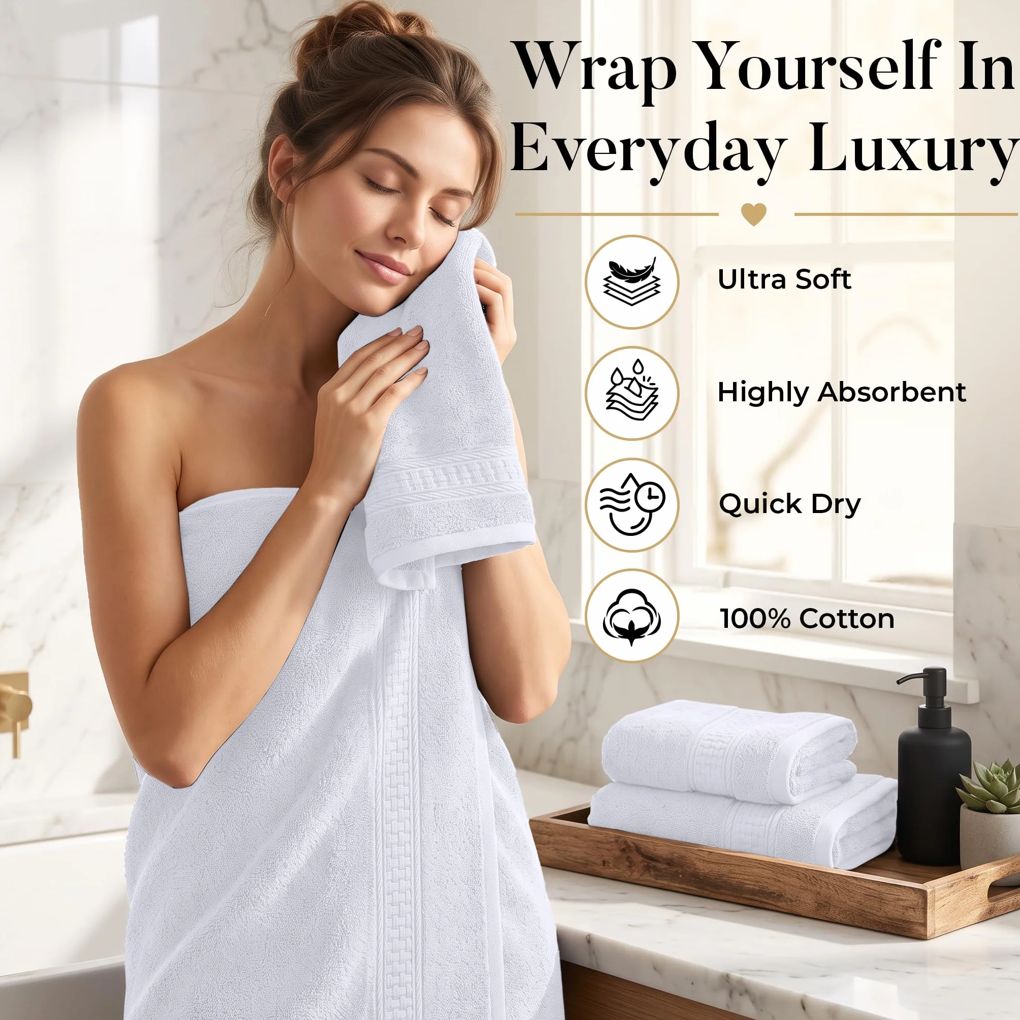 Dan River Juego de 3 Toallas de baño de 100% algodón de Lujo, máxima Comodidad y absorción para baño, Juego de Toallas de baño de Lujo para el hogar y el SPA (27 x 54 Pulgadas),