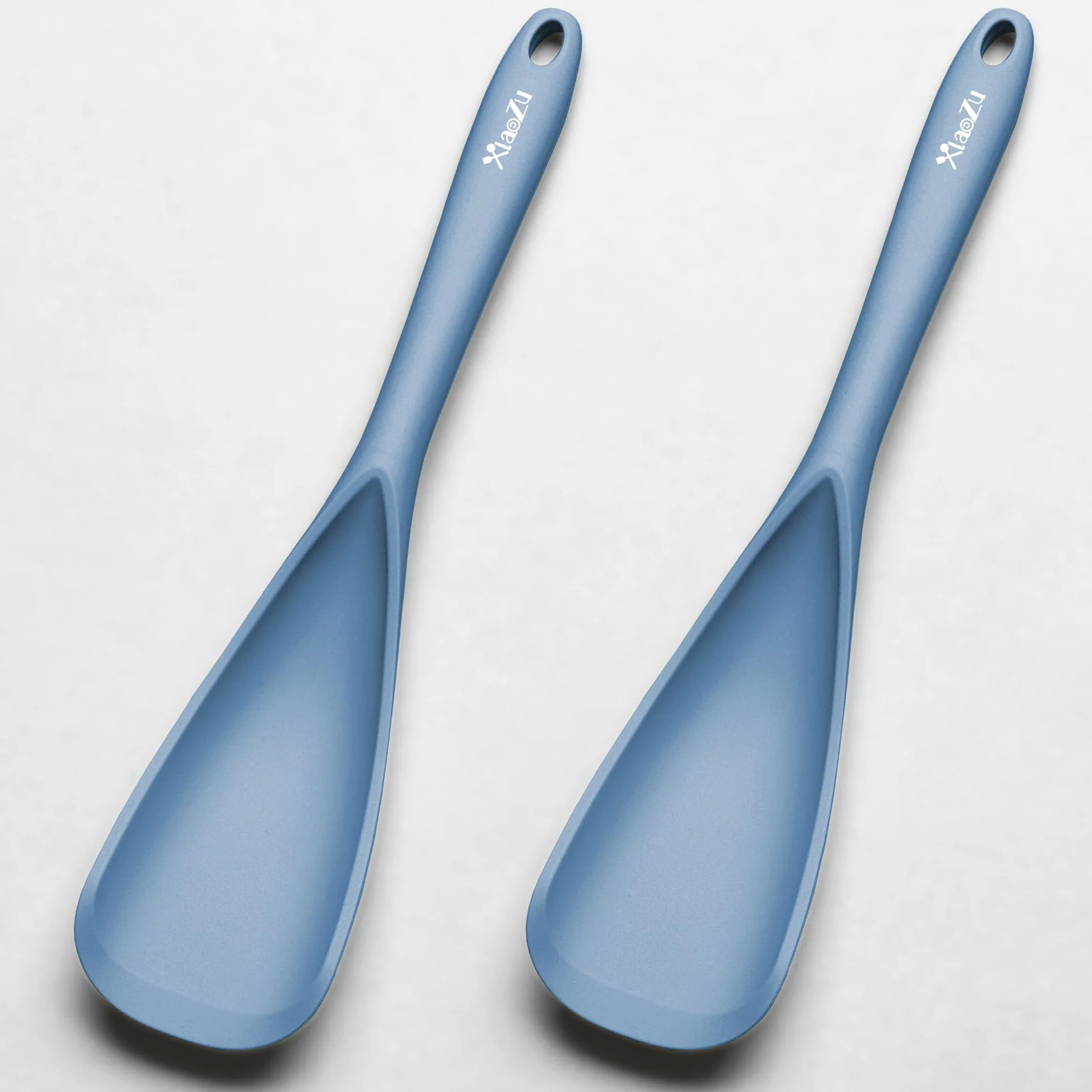 Espátula de silicona, ideal tanto para cocinar como para servir, silicona negra mate duradera sin BPA, diseño sin costuras, segura para superficies de cocción antiadherentes, 2 unidades, azul