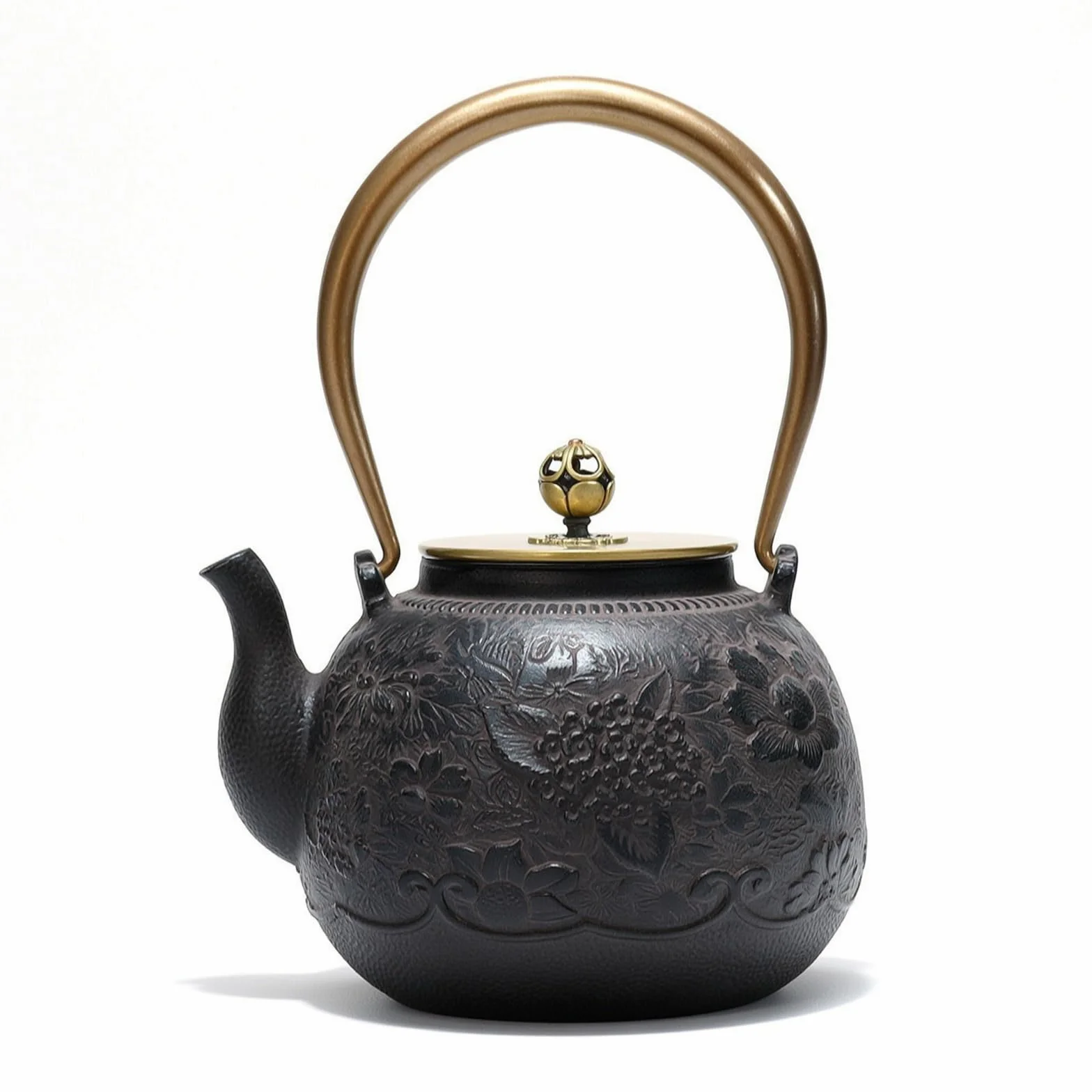 Tetera Hierro Fundido con Cesta para Infusiones Japonesa Tetera con Cesta para Infusiones Creativa Aficionados Al Té, Black, Chunsemanyuan