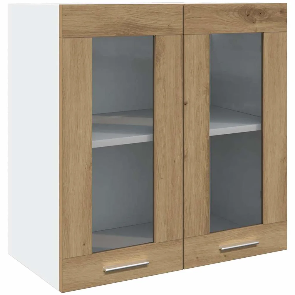 vidaXL Armario de Cocina de Pared Lyon con Puerta de Cristal, Roble Artesanal, 60x31x60 cm,