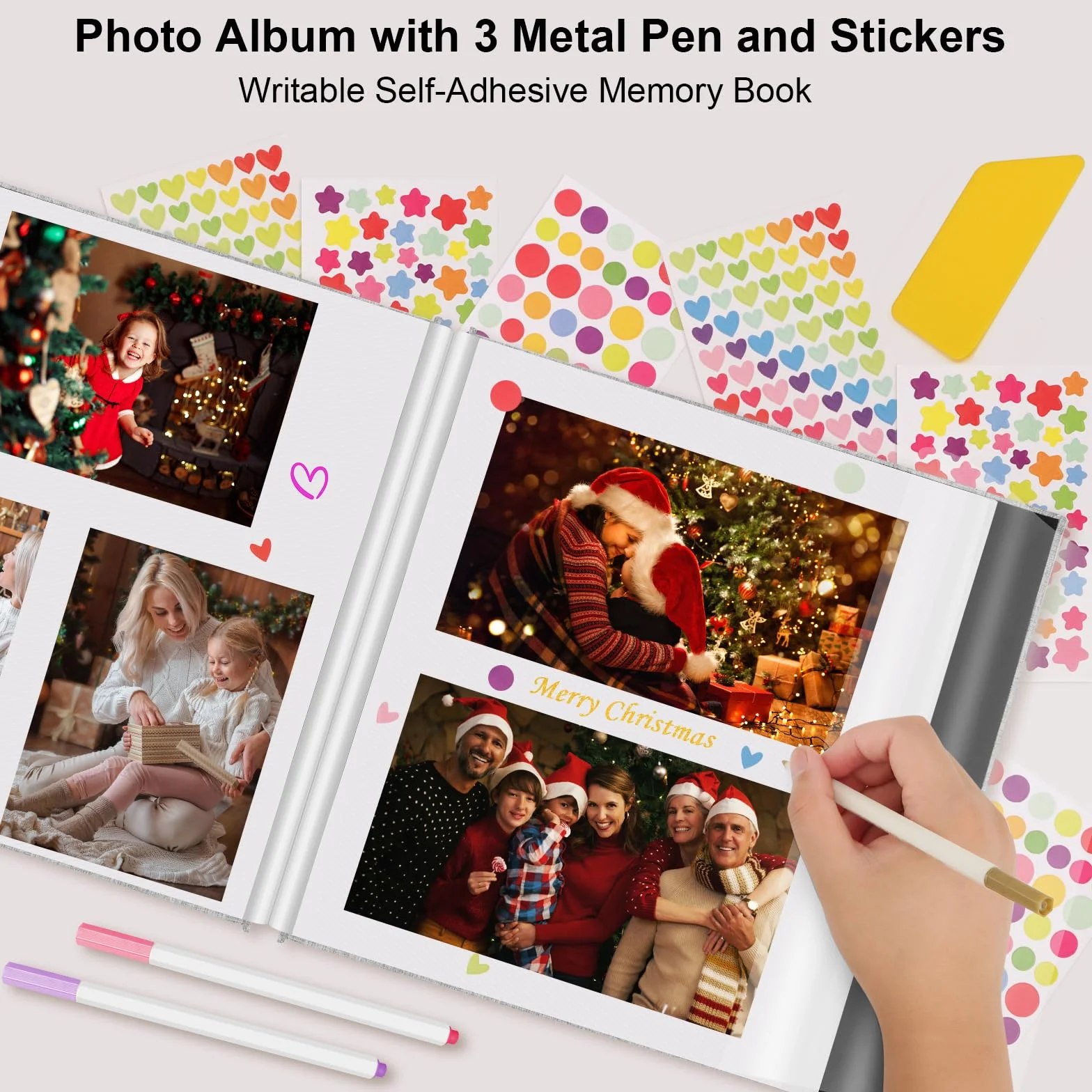 Zesthouse Álbum de fotos autoadhesivo, 60 páginas magnéticas para álbumes de recortes con página adhesiva, álbum de fotos con capacidad para 8 x 10 y 5 x 7 y 4 x 6 y 6 x 8 y 3 x 5, libro de fotos