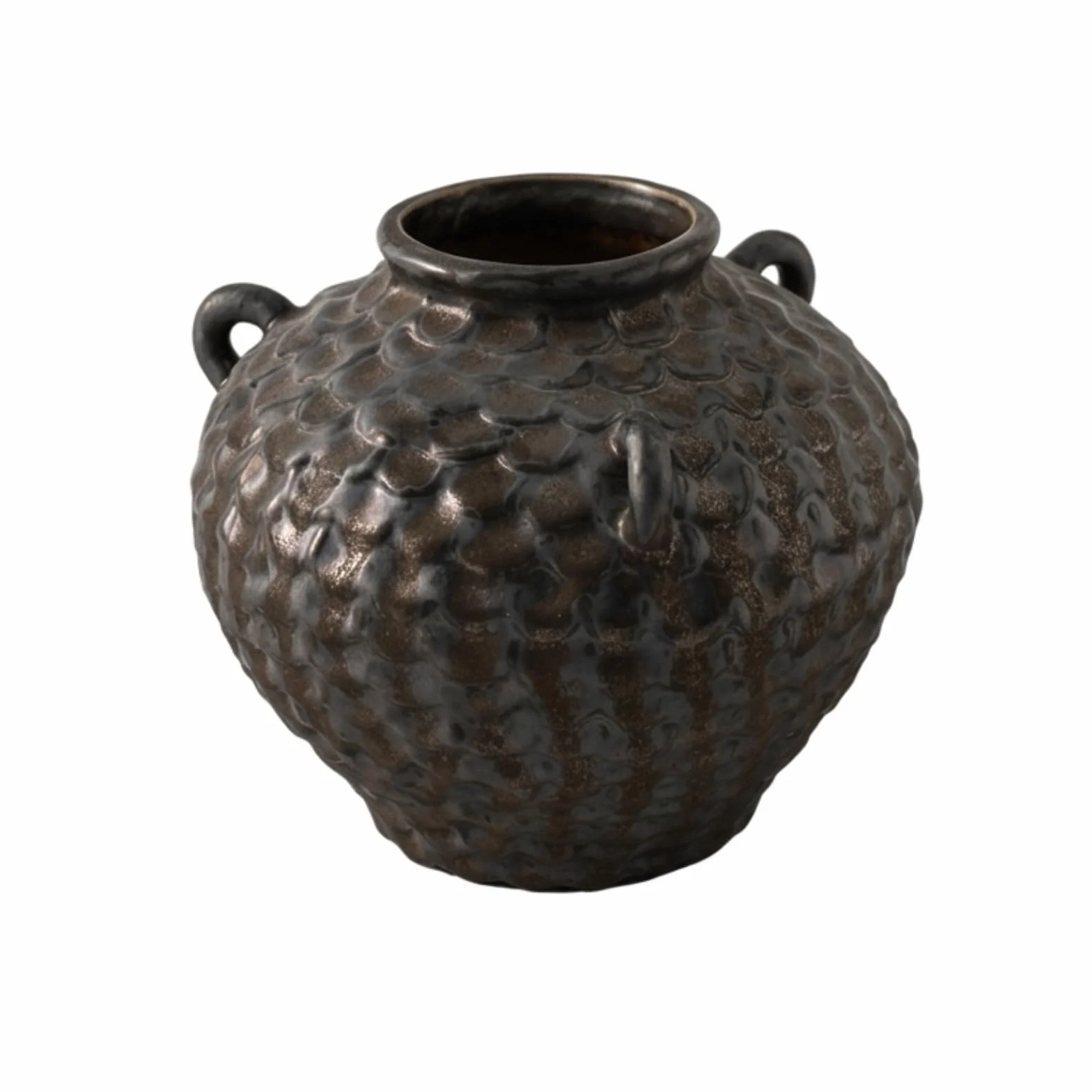 Jarrón Decorativo Cerámica con Textura Jarrón con Acabado Envejecido Alto Florero Acabado Envejecido para Estantería, Cobre Antiguo, Grande 29 29 H35.5cm