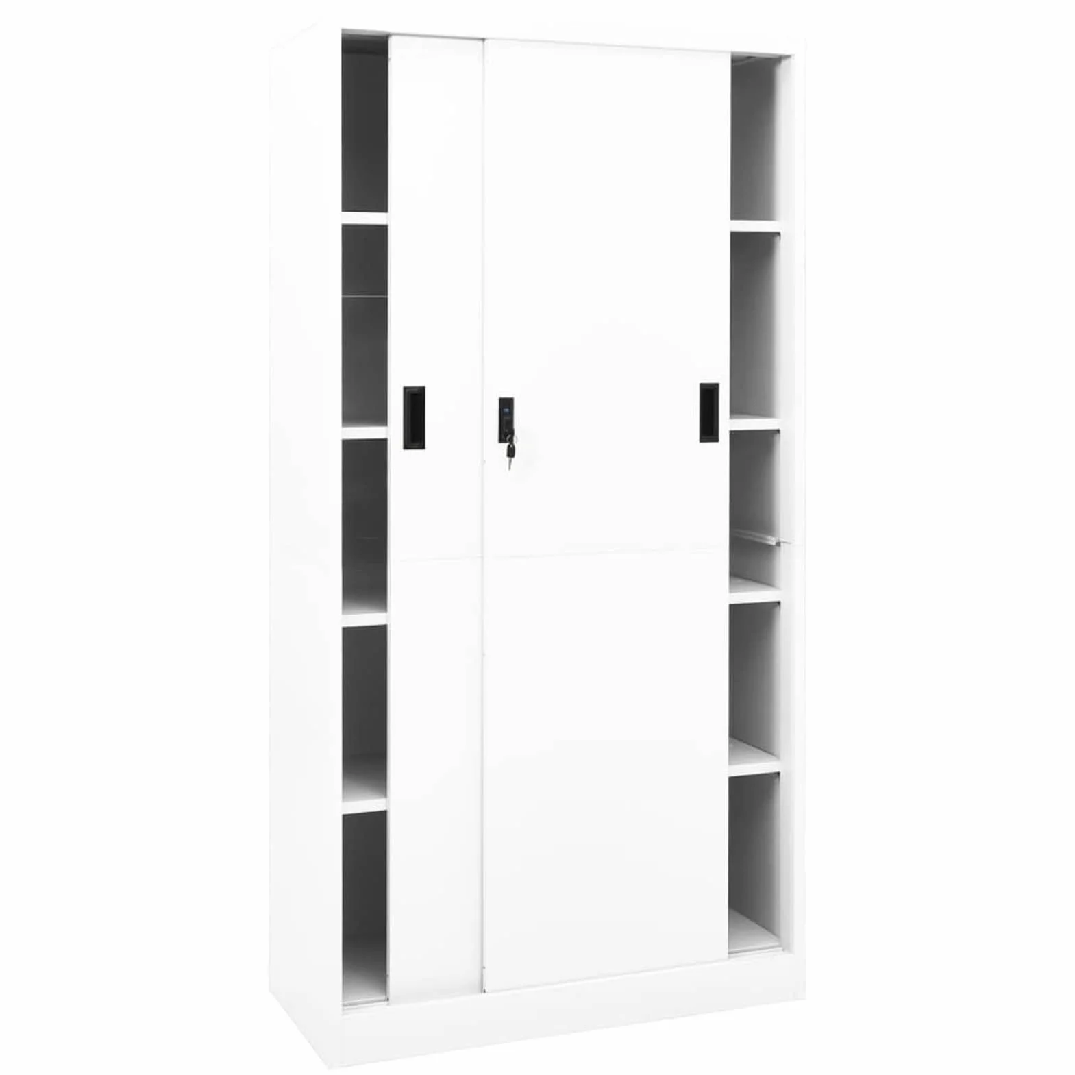 MOONAIRY Armario de Oficina Puerta corredera, Armario Metalico, Mueble Archivador, Armarios para Trasteros, Archivador Metalico, Acero Blanco 90x40x180 cm
