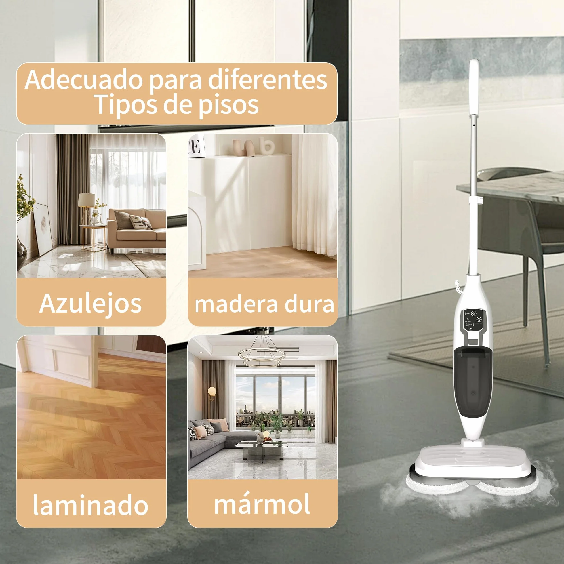 Escoba de Vapor,Escoba de Vapor para Suelos Duros, Limpieza Profunda, Limpiador de Vapor portátil multifunción, 13 Accesorios para Suelos de Madera, Laminado, Vinilo, baldosas