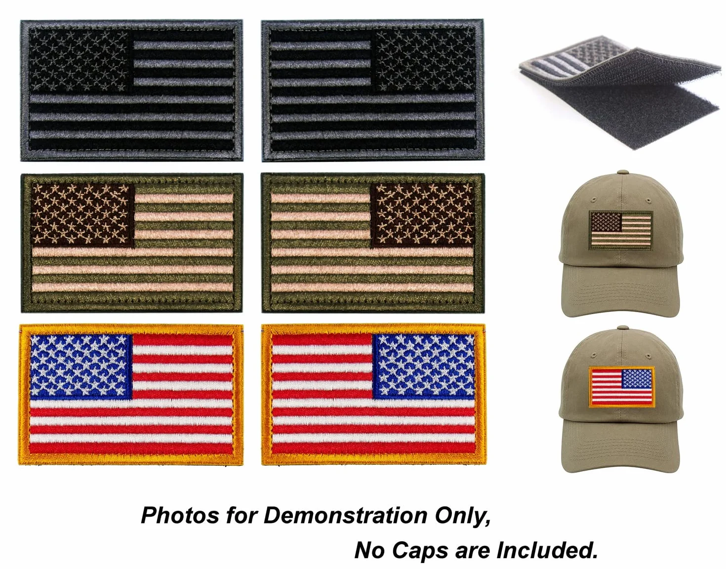 6 parches tácticos de la bandera estadounidense regular y reversa, con gancho y bucle para mochilas, gorras, chaquetas, pantalones, emblemas de uniforme militar del ejército, tamaño 3 x 2 pulgadas