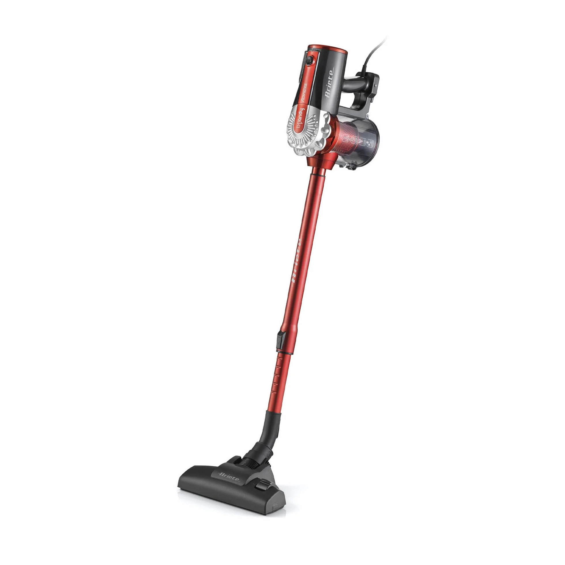 Ariete 2761 - Aspirador con Cable 2 en 1, de Mano y Escoba, Ciclónico, Filtro Hepa, 600 W, Color Rojo/Gris