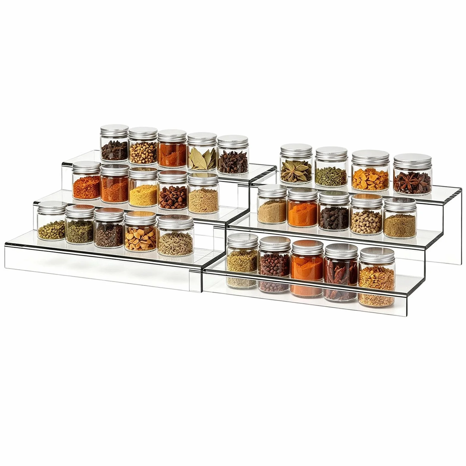 Organizador para Latas Estante Expandible de Acrílico con 3 Niveles | Porta Latas Organizador de Armario Dispensador Para Gabinete de Cocina, Encimera, Comida, Especias, Botellas de Perfume